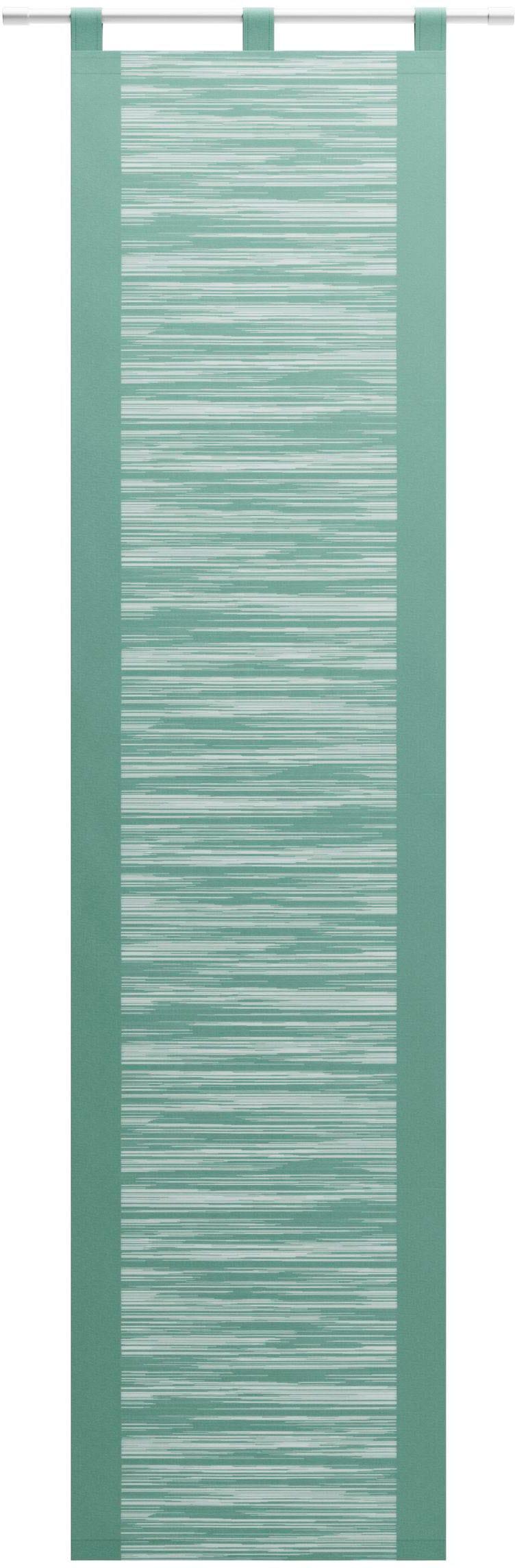 Schiebegardine NEUTEX FOR YOU "Padova" Gr. 5, blau (petrol), B:57cm H:265cm, Scherli, Polyester, Gardinen, Schiebegardine, inkl. Beschwerungsstange, Halbtransparent, Fransen-Effekt, modern