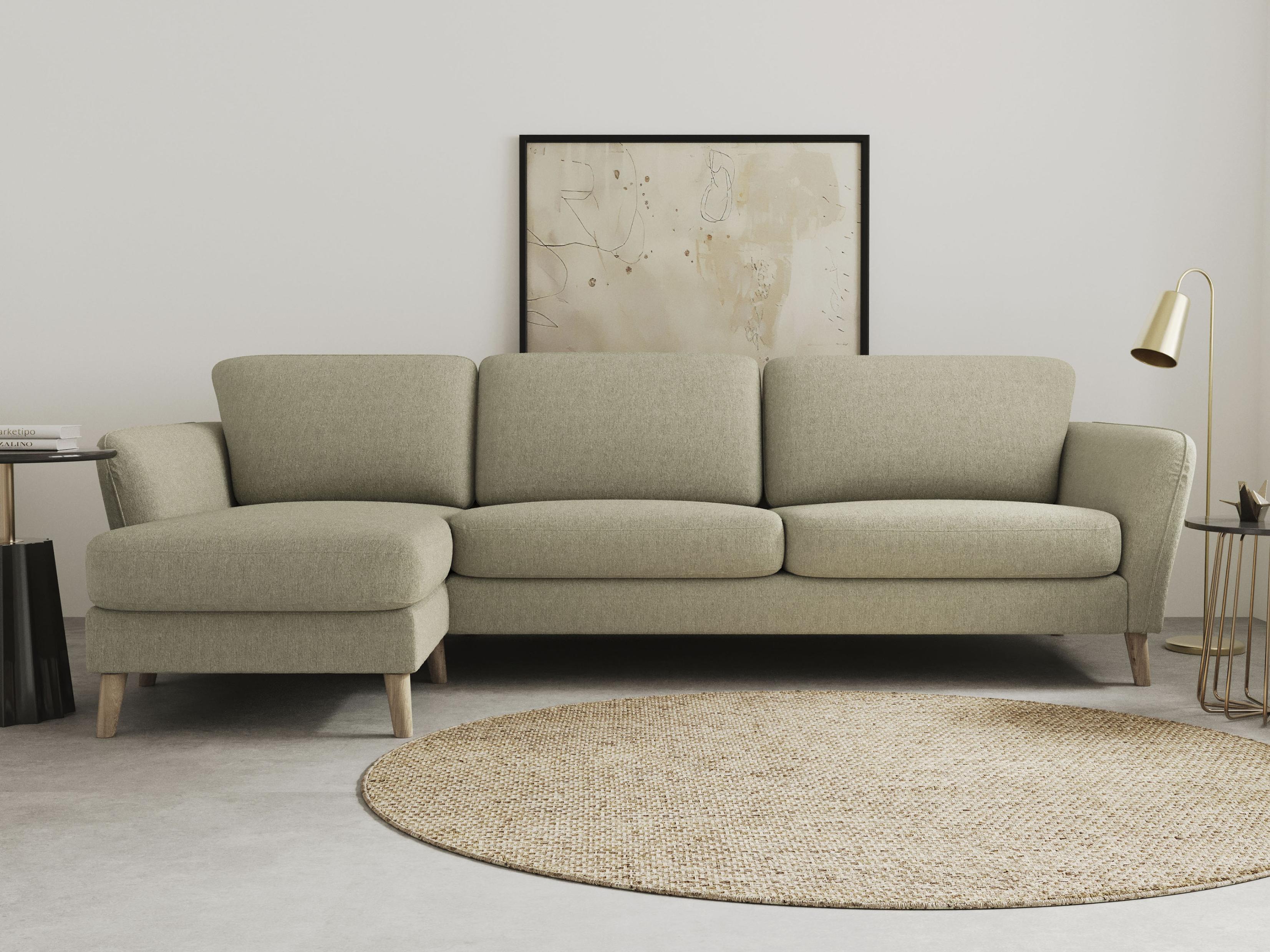 Ecksofa HOME AFFAIRE "MARSEILLE (279/152cm),L-Form, Rec. rechts/links, verschiedene Bezüge", beige, B:279cm H:88cm T:152cm, Struktur fein (58% Polyester, 22% Polypropylen);Filzoptik (100% Polyester);Webstoff (100% Polyester), Sofas, Ecksofa, Massivholzbeine Eiche, Landhausstil, Wellenunterfederung