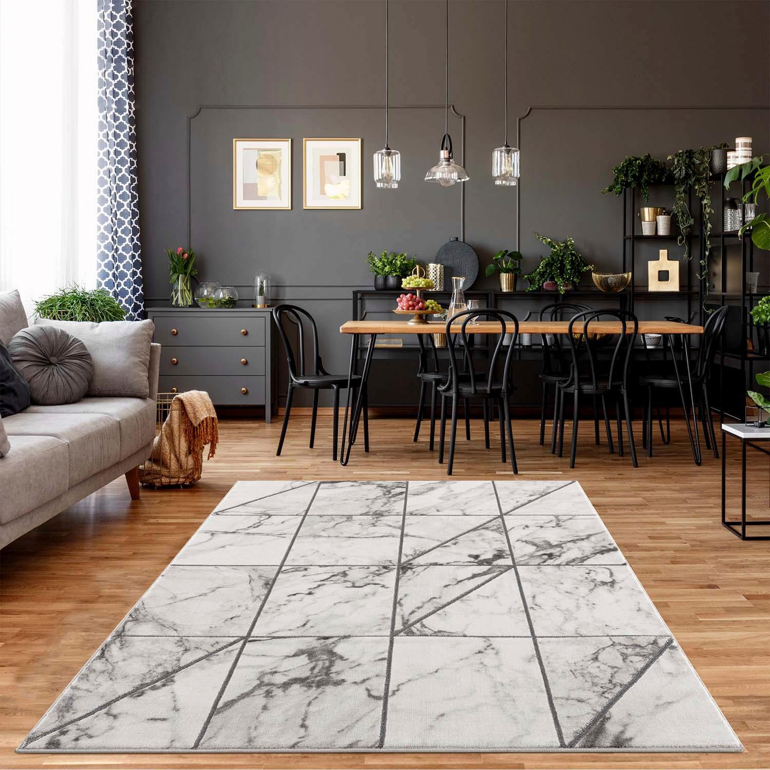 Teppich CARPET CITY "Noa 9288" Gr. 2, grau, B:80cm H:11mm L:150cm, Kunstfaser, Teppiche, Teppich, Kurzflor, Modern, Weicher For, Pflegeleicht