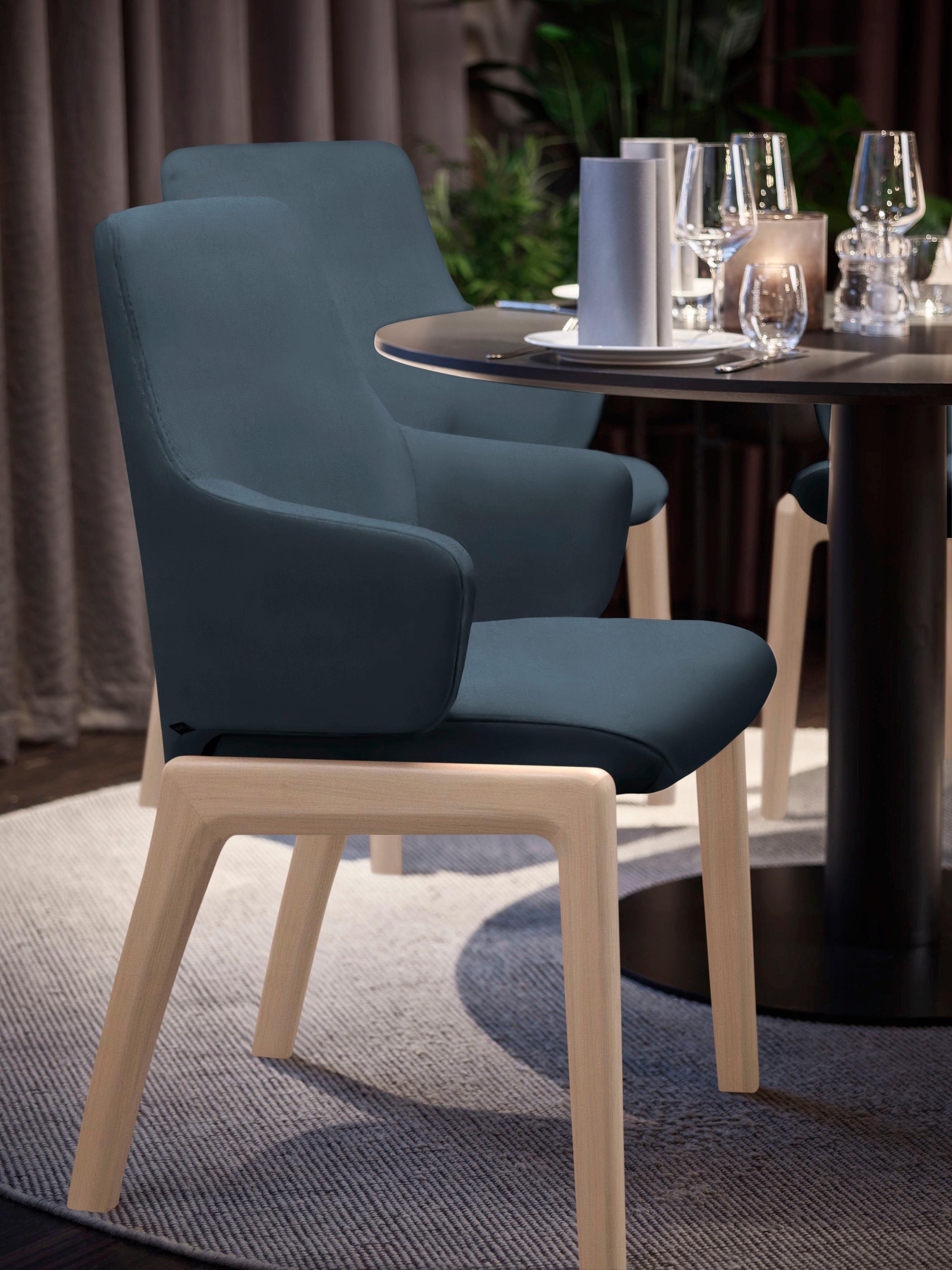 Polsterstuhl STRESSLESS "Laurel", blau (blau dinamica, schwarz), B:58cm H:92cm T:59cm, Microfaser DINAMICA (88% Polyester, 12% Polyurethan), Stühle, Polsterstuhl, Low Back mit Armlehne, Größe L, mit abgerundeten Beinen in Schwarz