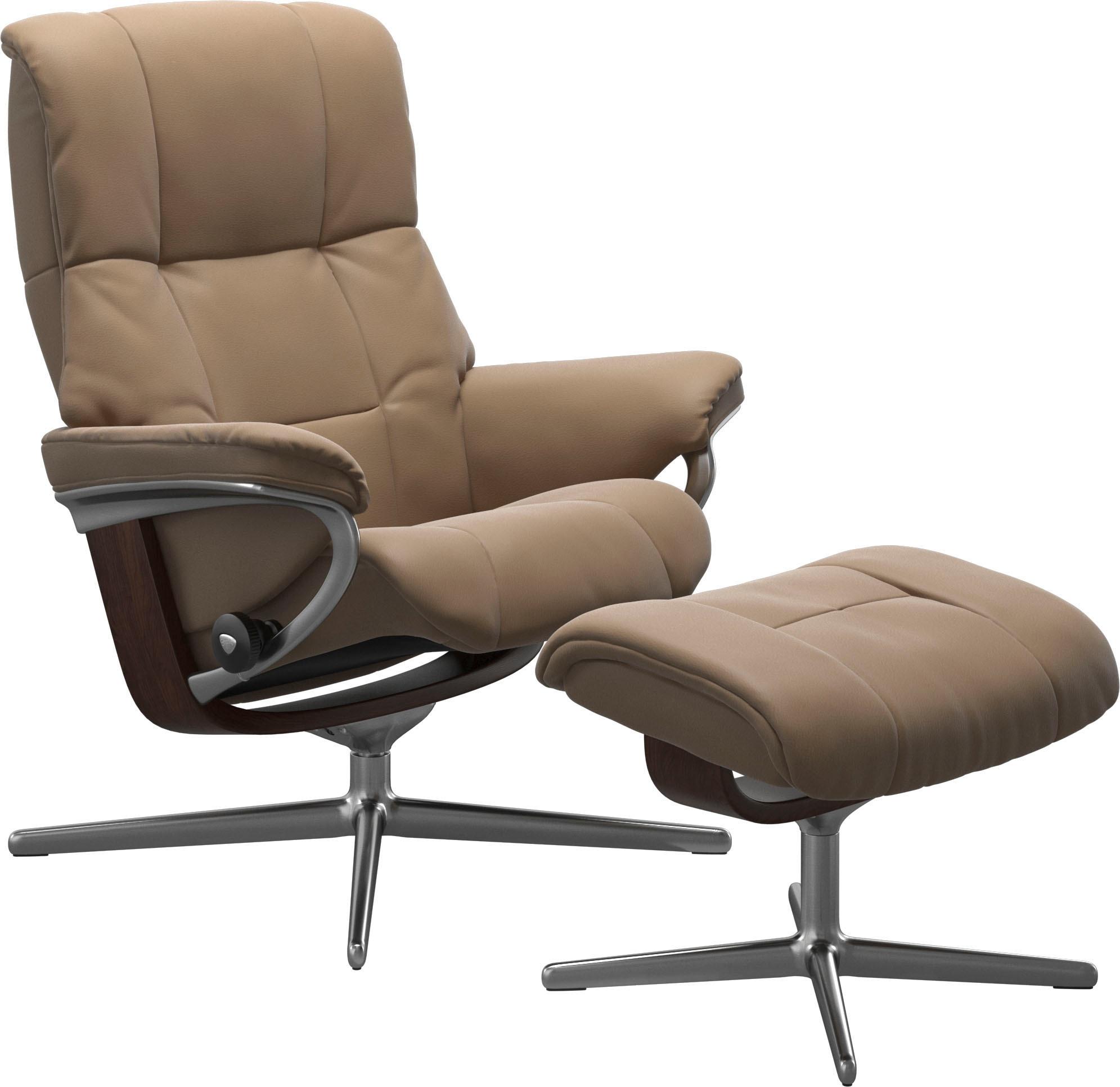 Relaxsessel STRESSLESS "Mayfair", braun (almond paloma), B:92cm H:103cm T:79cm, Leder PALOMA: PALOMA ist ein durchgefärbtes Semianilin-Möbelleder mit natürlicher Narbung., Sessel, Relaxsessel, mit Hocker, mit Cross Base, Größe S, M & L, Holzakzent Braun