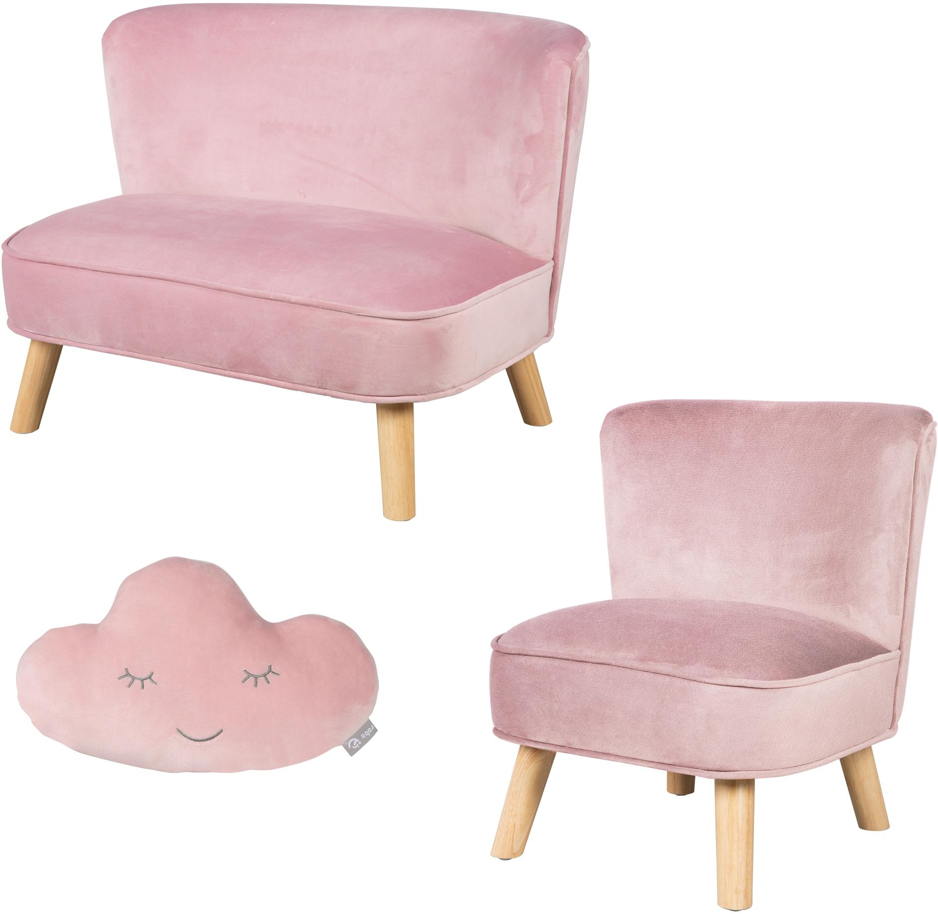 Kindersitzgruppe ROBA "Lil Sofa", bunt (rosa, mauve), Sitzmöbel-Sets, Kinder, Samt, Kindersitzgruppe, bestehend aus Kindersofa, Kindersessel und Dekokissen in Wolkenform
