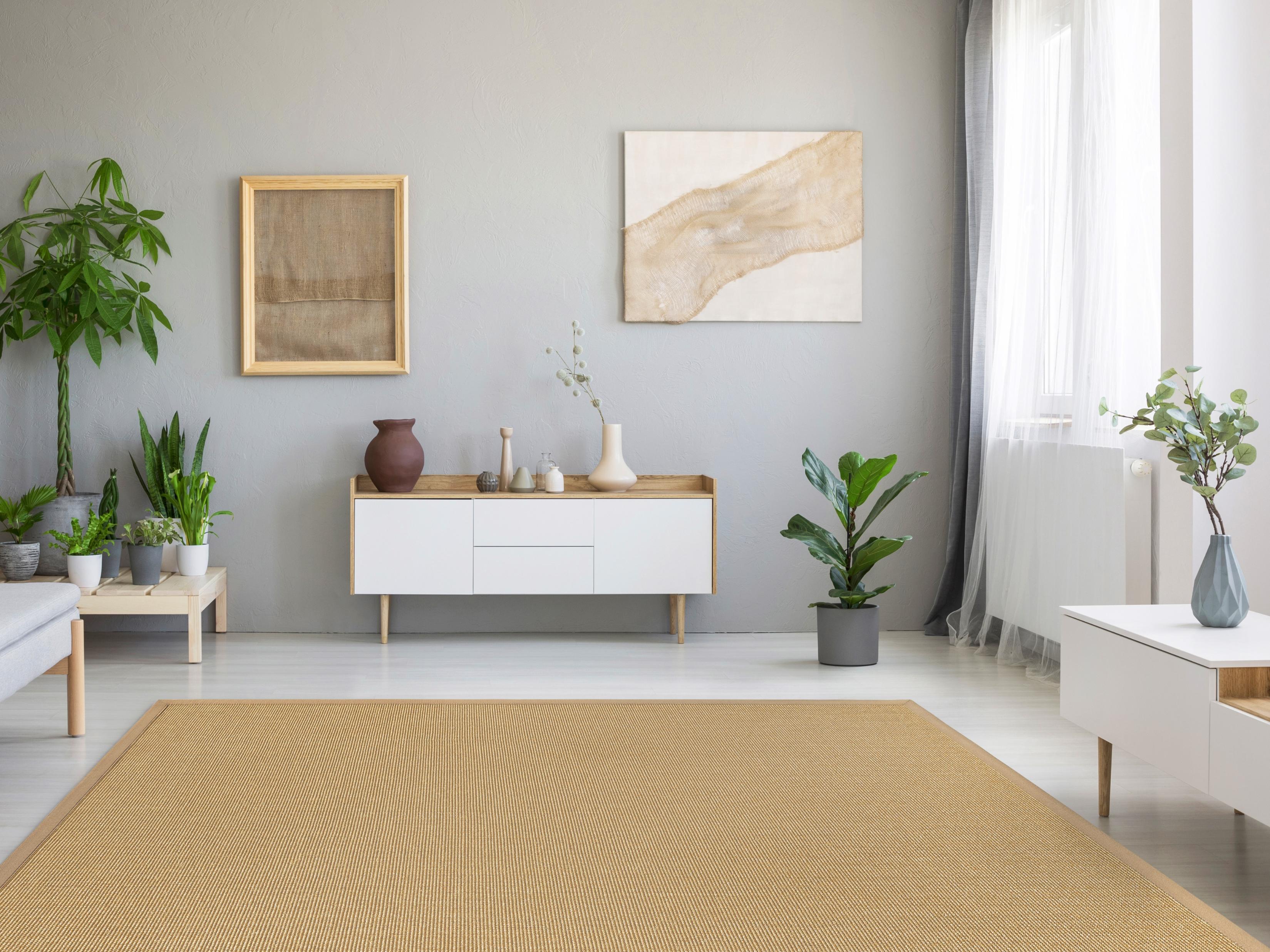 Sisalteppich DEKOWE "Mara S2 mit Bordüre Spezial", beige (natur), B:220cm H:5mm L:280cm, Sisal, Teppiche, Sisalteppich, 100% Sisal, auch als Läufer, Wohnzimmer