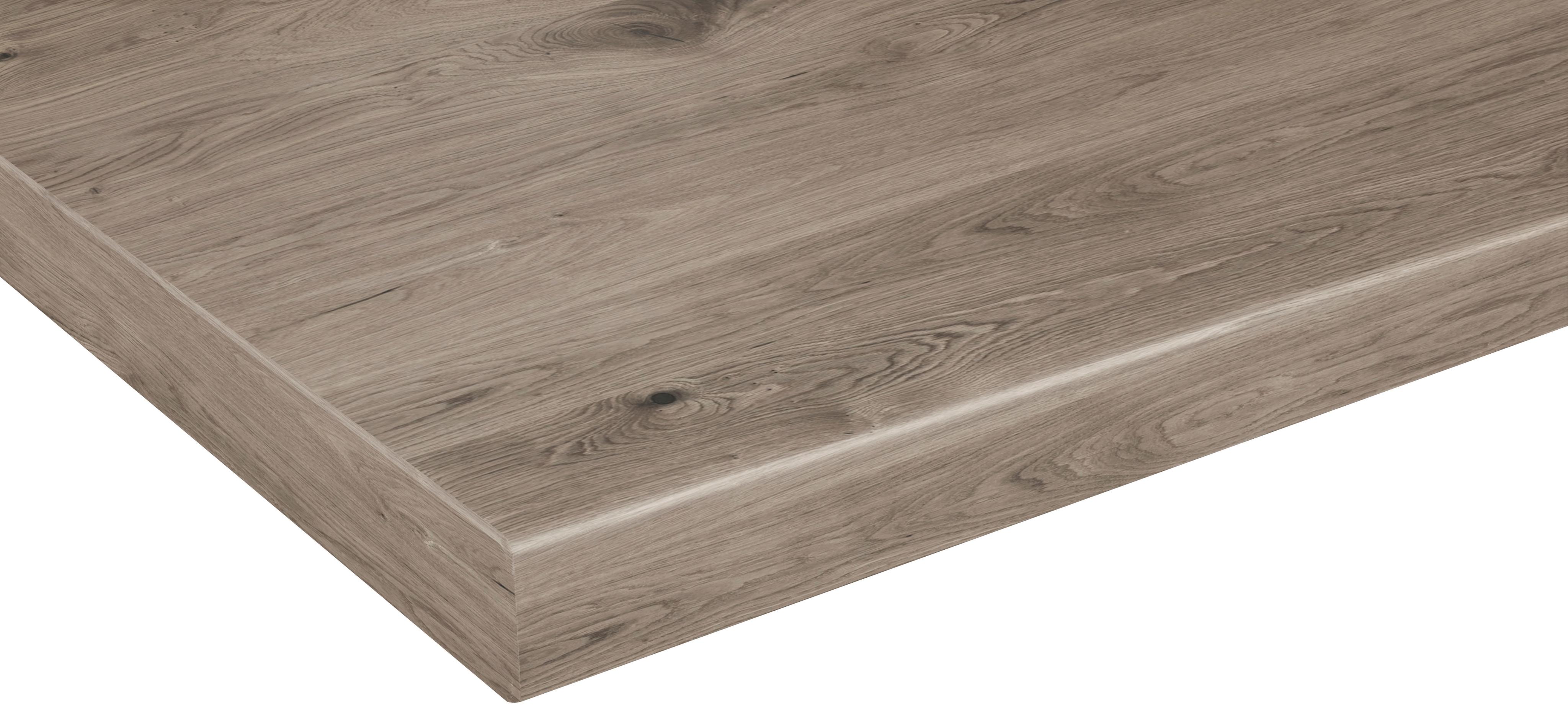 Arbeitsplatte WIHO KÜCHEN "Flexi 38", braun (halifax eichefarben braun), B:110cm H:3,8cm T:60cm, Holzwerkstoff, Tischplatten, Arbeitsplatte, von drei Seiten ummantelt, 38 mm stark