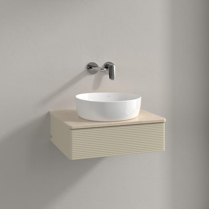 Villeroy Und Boch Antao Waschtisch-Unterschrank K07113HJ 60X19X50Cm, Waschbeckenplattenfarbe Botticino, Silk Grey Matt Lacquer