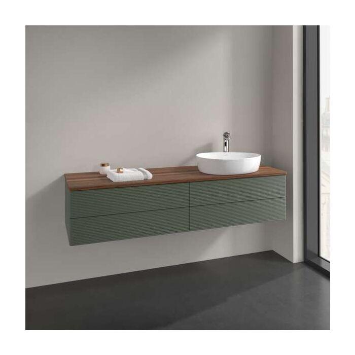 Villeroy Und Boch Antao Waschtisch-Unterschrank K27152HL 160X36X50Cm, Hahnloch, Waschbeckenplattenfarbe Warm Walnut, Leaf Green Matt Lacquer
