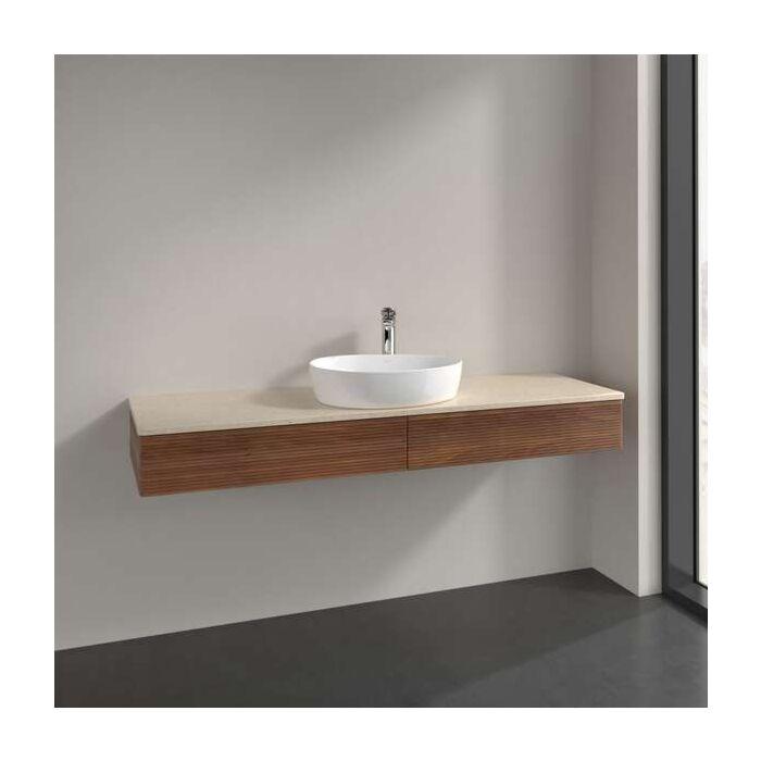 Villeroy Und Boch Antao Waschtisch-Unterschrank K14153HM 160X19X50Cm, Hahnlochbohrung, Waschbeckenplattenfarbe Botticino, Warm Walnut