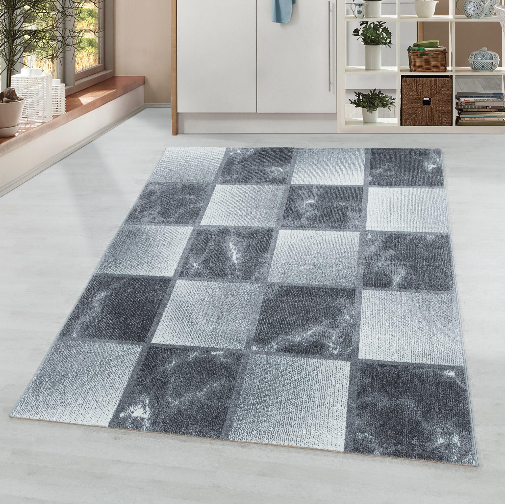 Teppich Ayyildiz Teppiche "Ottawa 4201", Grau, B:140Cm H:8Mm L:200Cm, Polypropylen (Pp), Teppiche, Teppich, Karo Muster, Kurzflor, Wohnzimmer