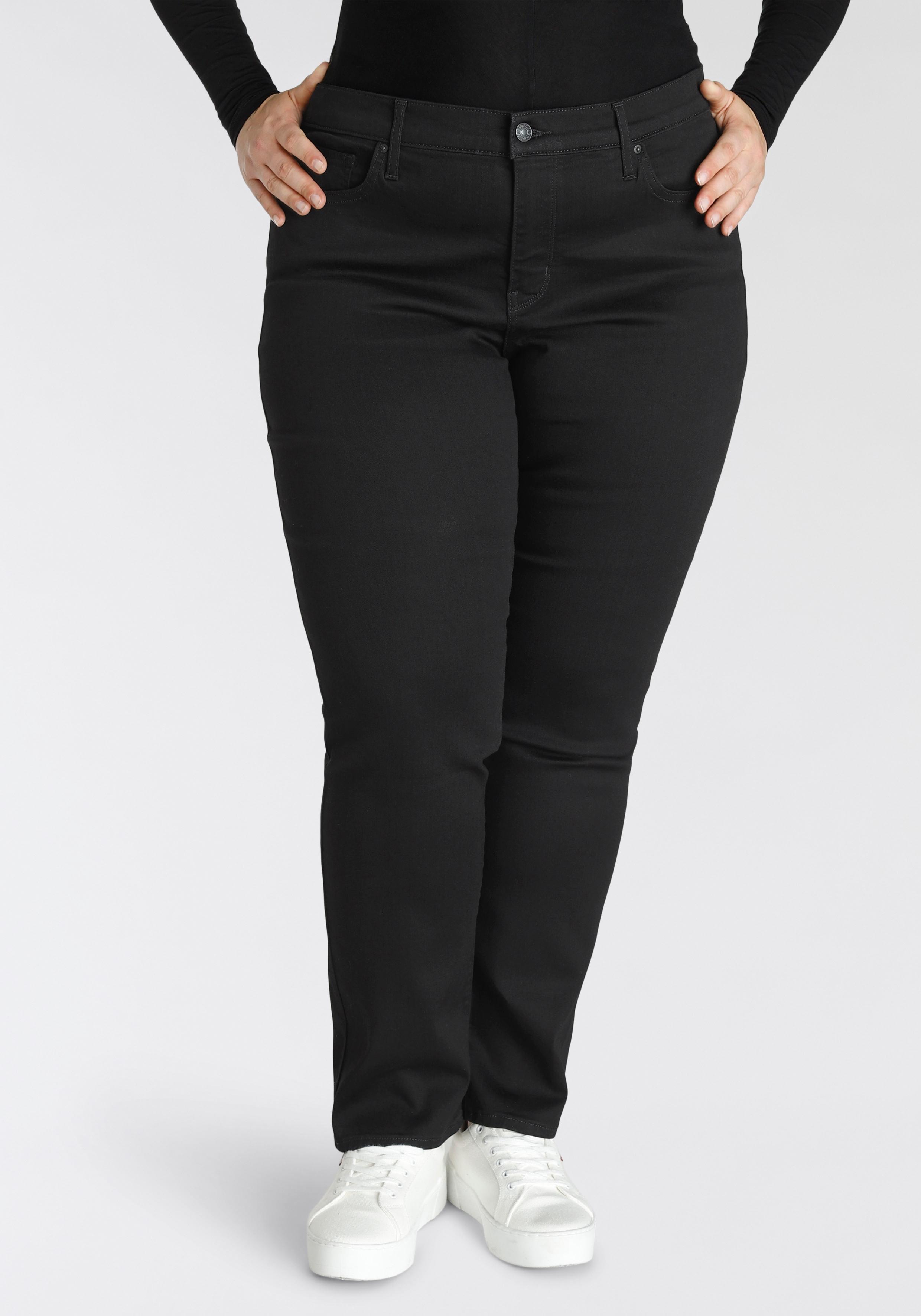 Straight-Jeans Levi's Plus "314 Shaping Straight", Damen, Gr. 14 (46), LäNge 32, Schwarz (Soft Schwarz), Denim/Jeans, Obermaterial: 78% Baumwolle, 21% Polyester, 1% Elasthan, Lang, Jeans Straight-Jeans, In Baumwoll-Stretch
