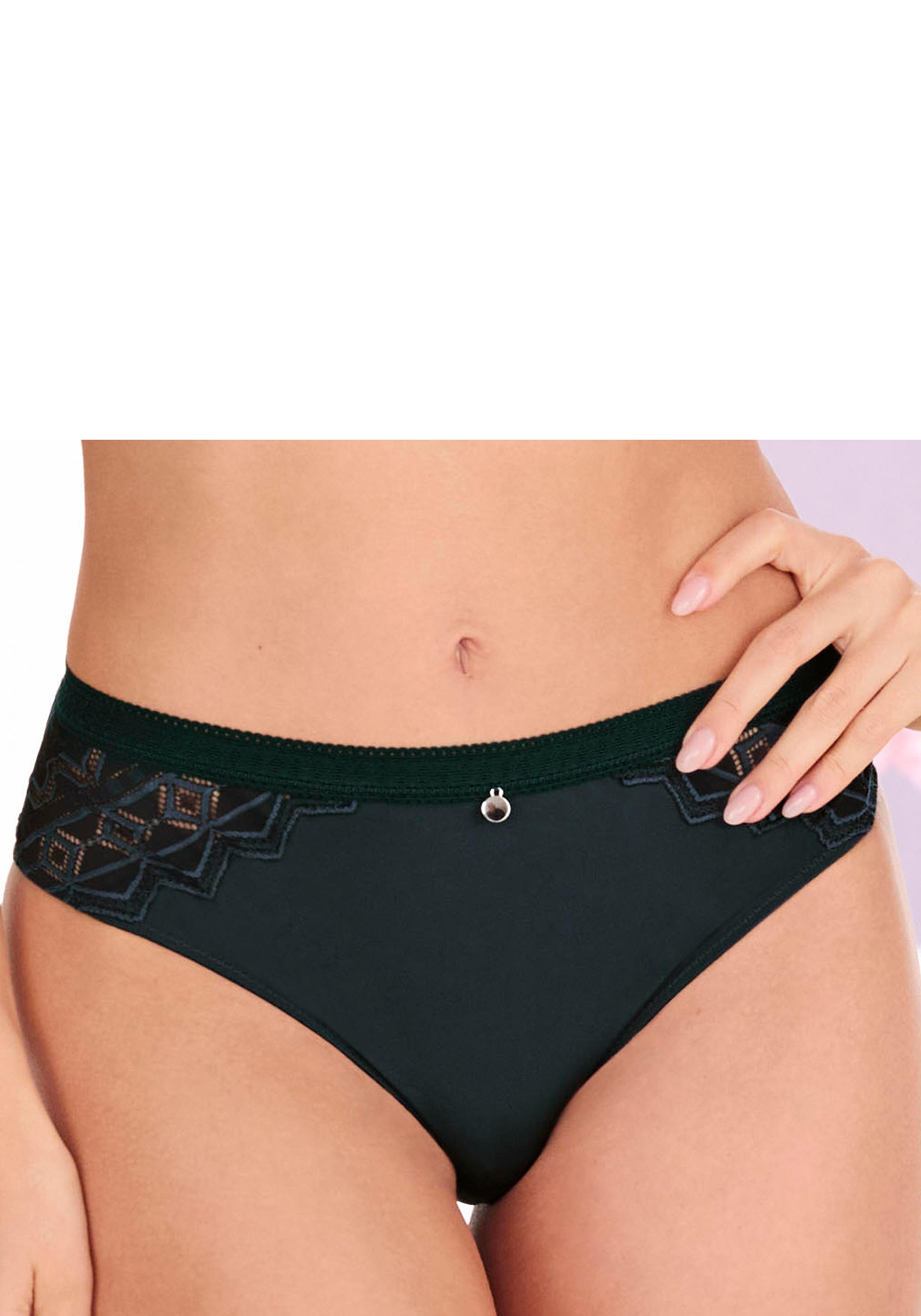 Slip S.Oliver "Romane", Damen, Gr. 44/46, GrüN (PiniengrüN), Spitze, Obermaterial: 86% Polyamid, 14% Elasthan, Unterhosen Slip, Mit Graphischer Spitze In Transparenter Optik