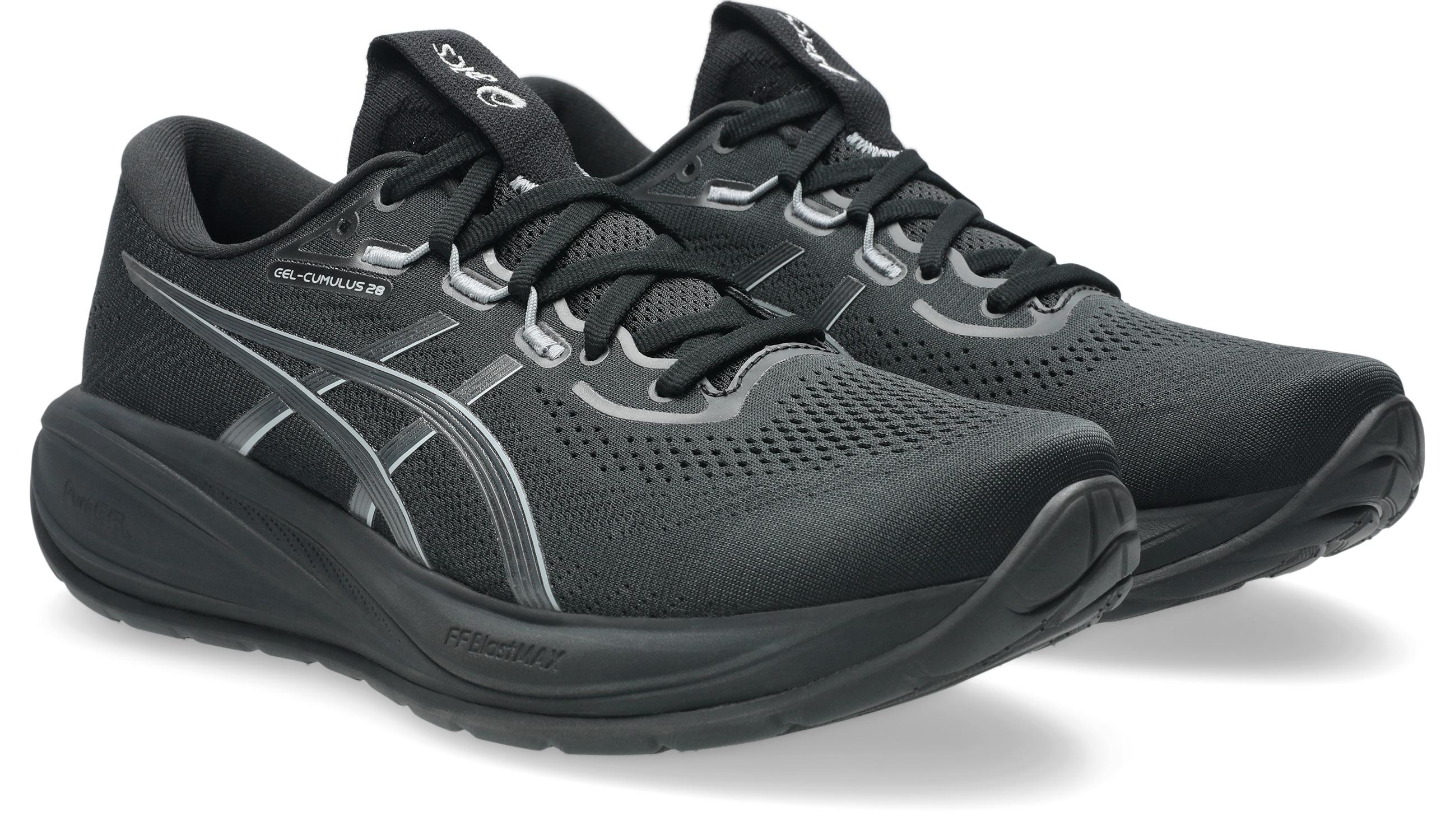 Laufschuh Asics "GEL-CUMULUS 28", Herren, Gr. 49, Schwarz, Carrier Grau, Synthetik, Schuhe Laufschuh, Mit Puregel DäMpfung, Mit Ff Blast Max Mittelsohlen-Foam