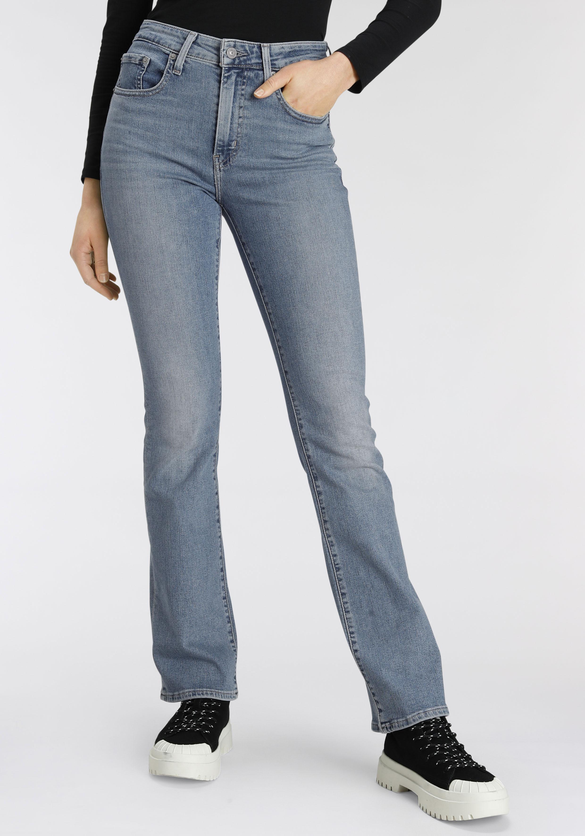 Bootcut-Jeans Levi's "725 High Rise Bootcut", Damen, Gr. 29, LäNge 30, Blau (Light Indigo Worn In), Denim/Jeans, Obermaterial: 85% Baumwolle, 7% Lyocell, 6% Elastomultiester, 2% Elasthan, Bootcut Fit Lang, Jeans