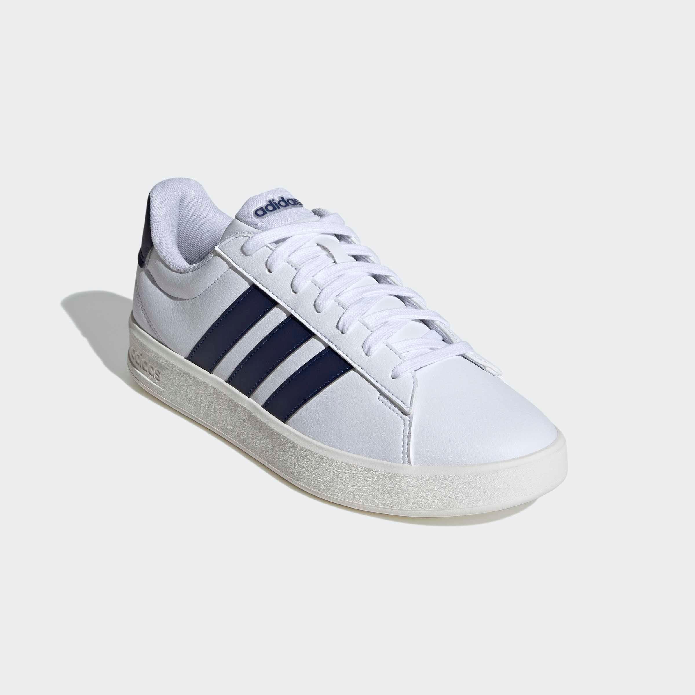 Sneaker Adidas Sportswear "Grand Court 3.0", Herren, Gr. 43, Cloud Weiß, Dunkelblau, Core Weiß, Synthetik, Textil, Schuhe Sneaker