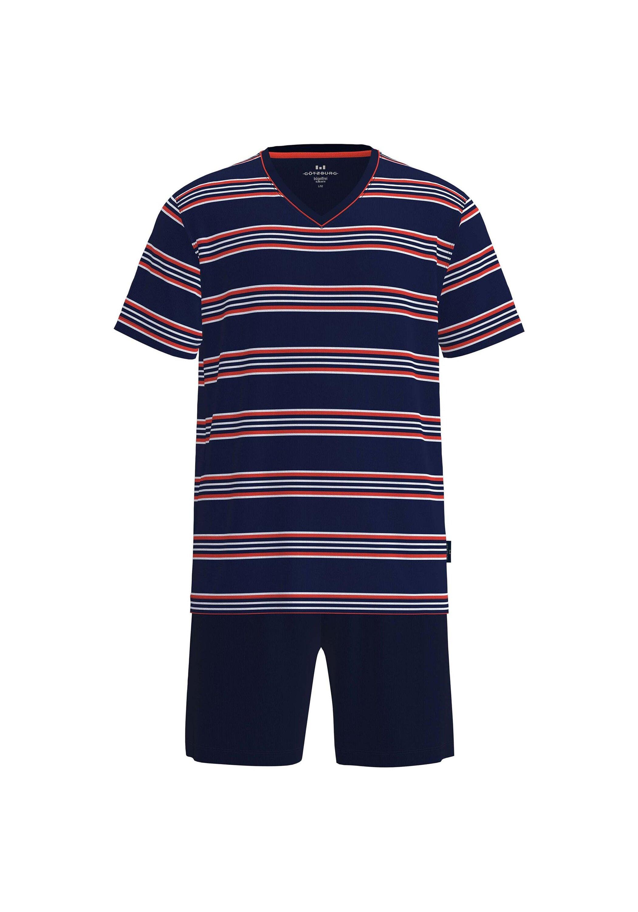 Schlafanzug GÖTzburg "Pyjama Shorty Klima Aktiv", Herren, Gr. 3XL, Bunt (Blau, Rot), Obermaterial: 60% Baumwolle Co. 40% Polyester Pes., Homewear-Sets Schlafanzug