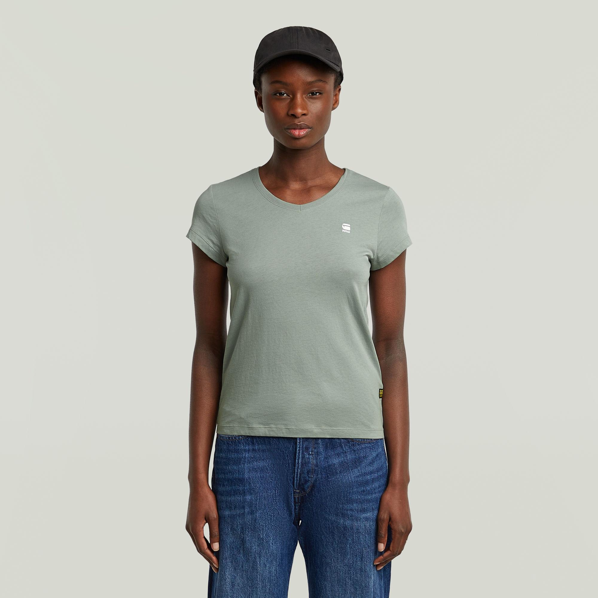 V-Shirt G-STAR "Eyben", Damen, Gr. S (36), GrüN (Iceberg GrüN), Jersey, Obermaterial: 100% Baumwolle, Unifarben, Slim Fit Normal, V-Ausschnitt, Shirts, Mit Label