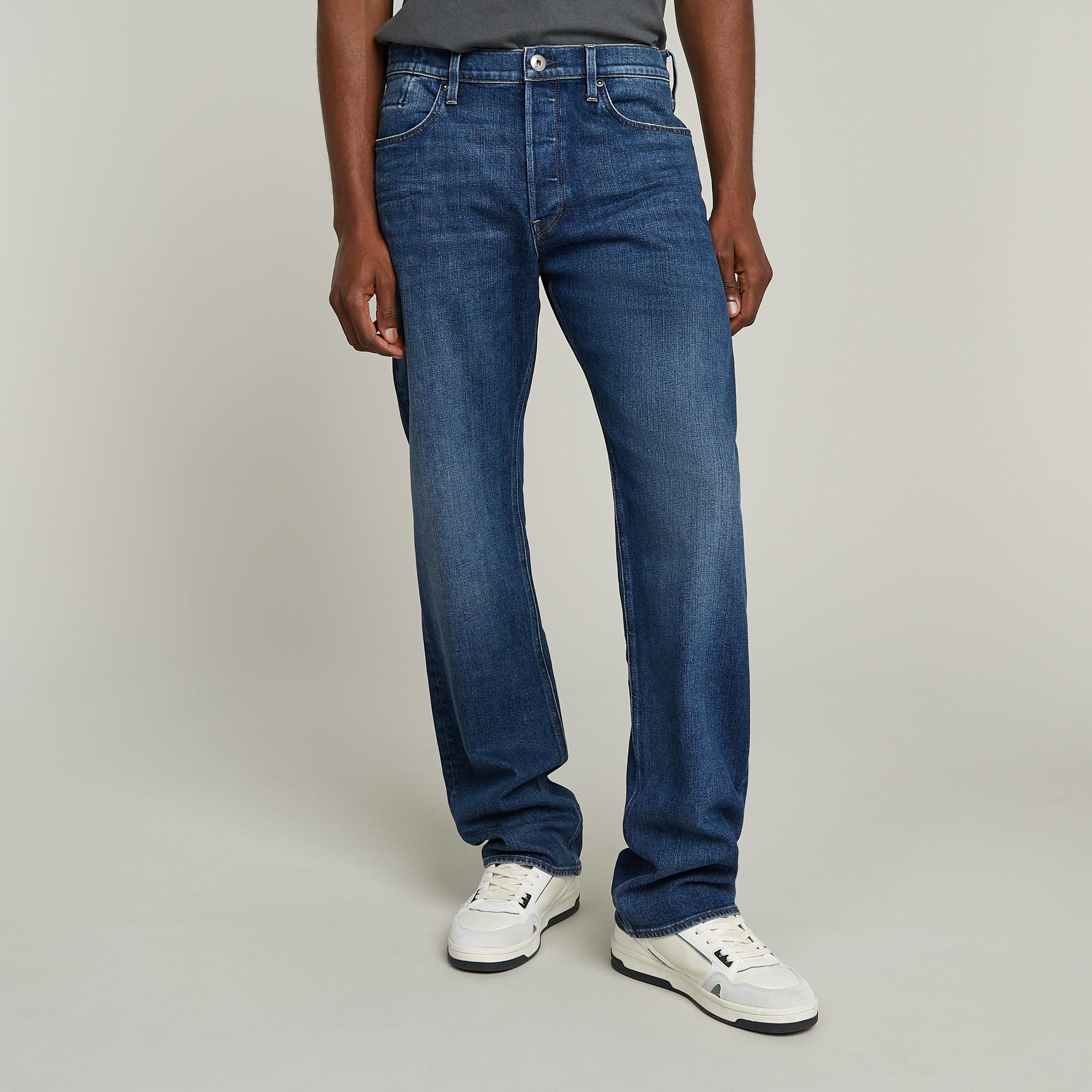 Straight-Jeans G-Star "Dakota Regular Straight", Herren, Gr. 34, LäNge 34, Blau (Worn In Waterspouts), Denim/Jeans, Obermaterial: 94% Baumwolle, 5% Elastomultiester, 1% Elasthan, Gerade Normal, Jeans Straight-Jeans, Mid Rise