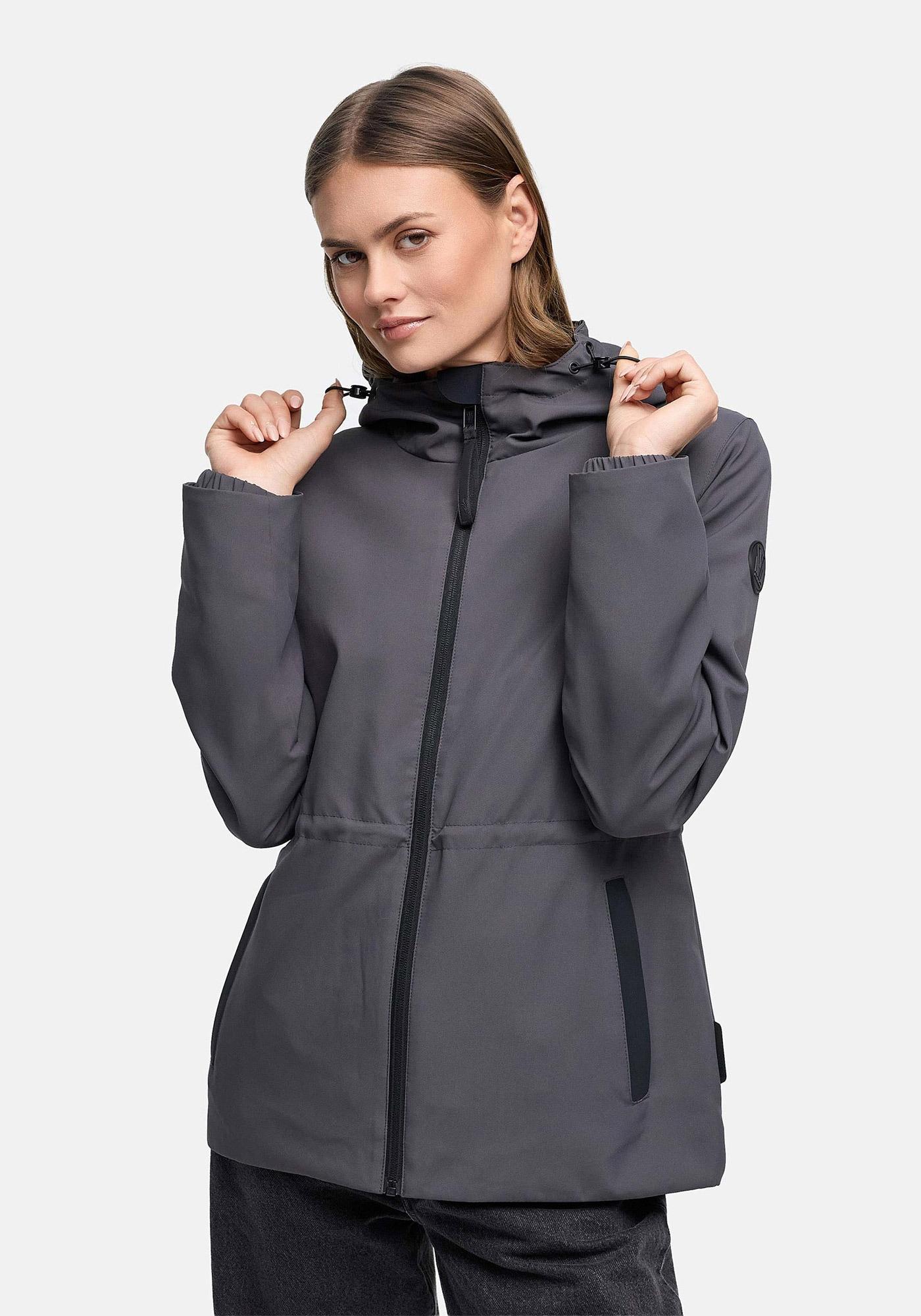 Outdoorjacke Marikoo "Katzilein", Damen, Gr. L, Anthrazit, Obermaterial: 100% Polyester. Futter: 100% Polyester. Wattierung: 100% Polyester. ÄRmelfutter: 100% Polyester, Jacken Outdoorjacke, Leichte ÜBergangsjacke Mit Kapuze Und Kordelzug
