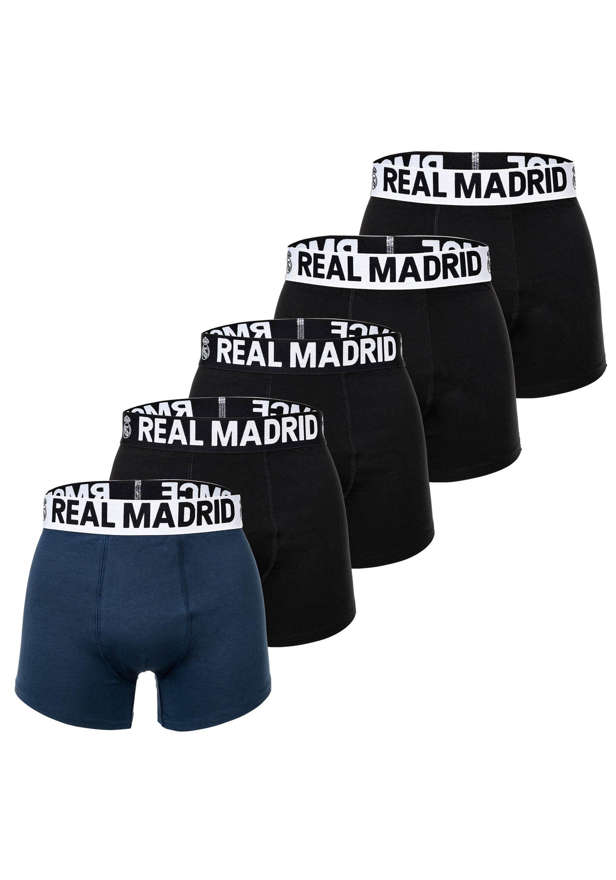 Boxershorts Real Madrid "Boxershort Rm Boxer Briefs 5-Pack 5Er Pack", Herren, Gr. Xl, Bunt (Schwarz, Dunkelblau), Obermaterial: 95% Baumwolle Co. 5% Elasthan El., Unterhosen