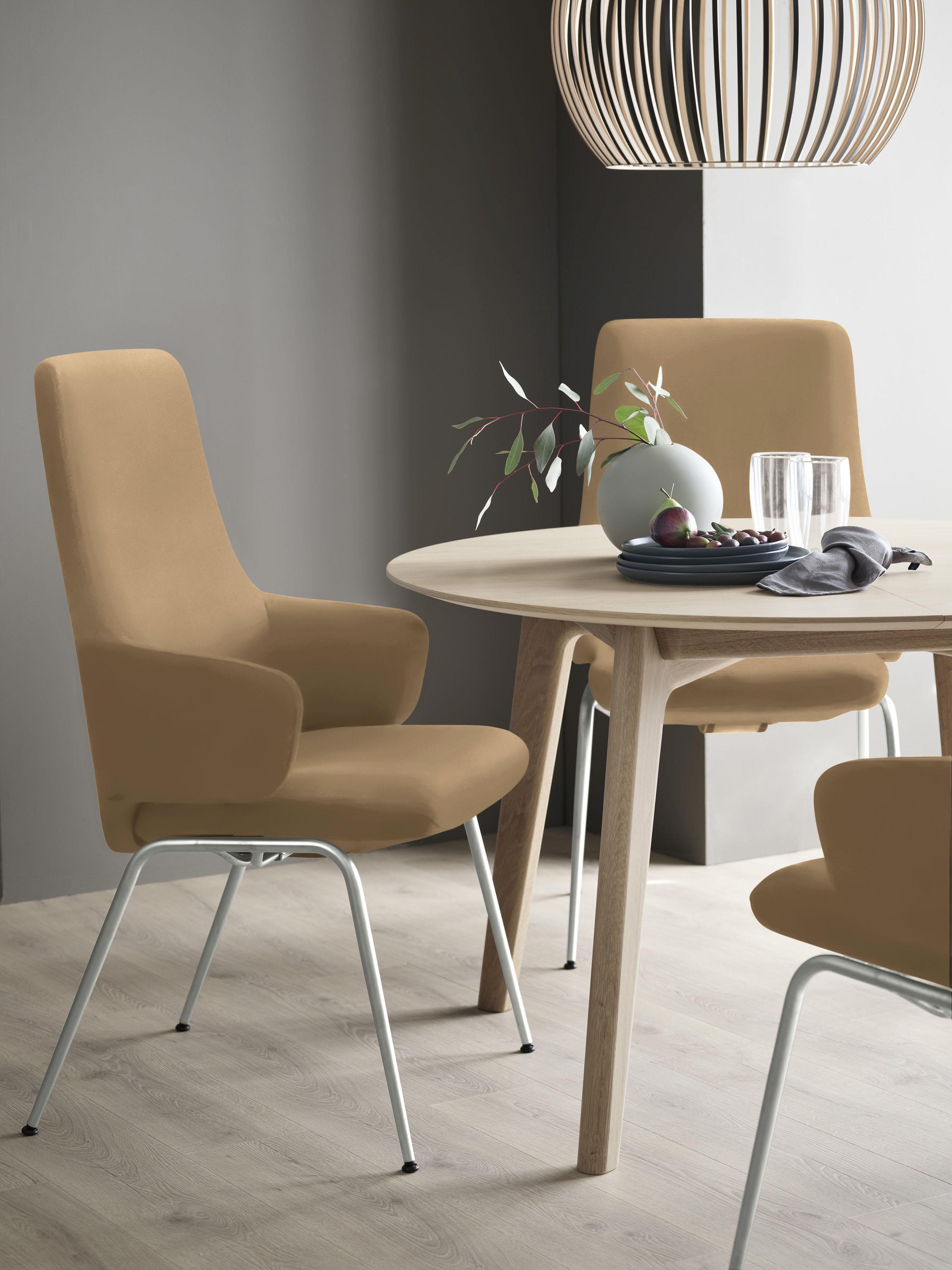 Polsterstuhl STRESSLESS "Laurel", braun (taupe paloma, chrom glänzend), B:58cm H:105cm T:60cm, Leder PALOMA: PALOMA ist ein durchgefärbtes Semianilin-Möbelleder mit natürlicher Narbung., Stühle, Polsterstuhl, High Back mit Armlehne, Größe L, mit Beinen aus Stahl in Chrom