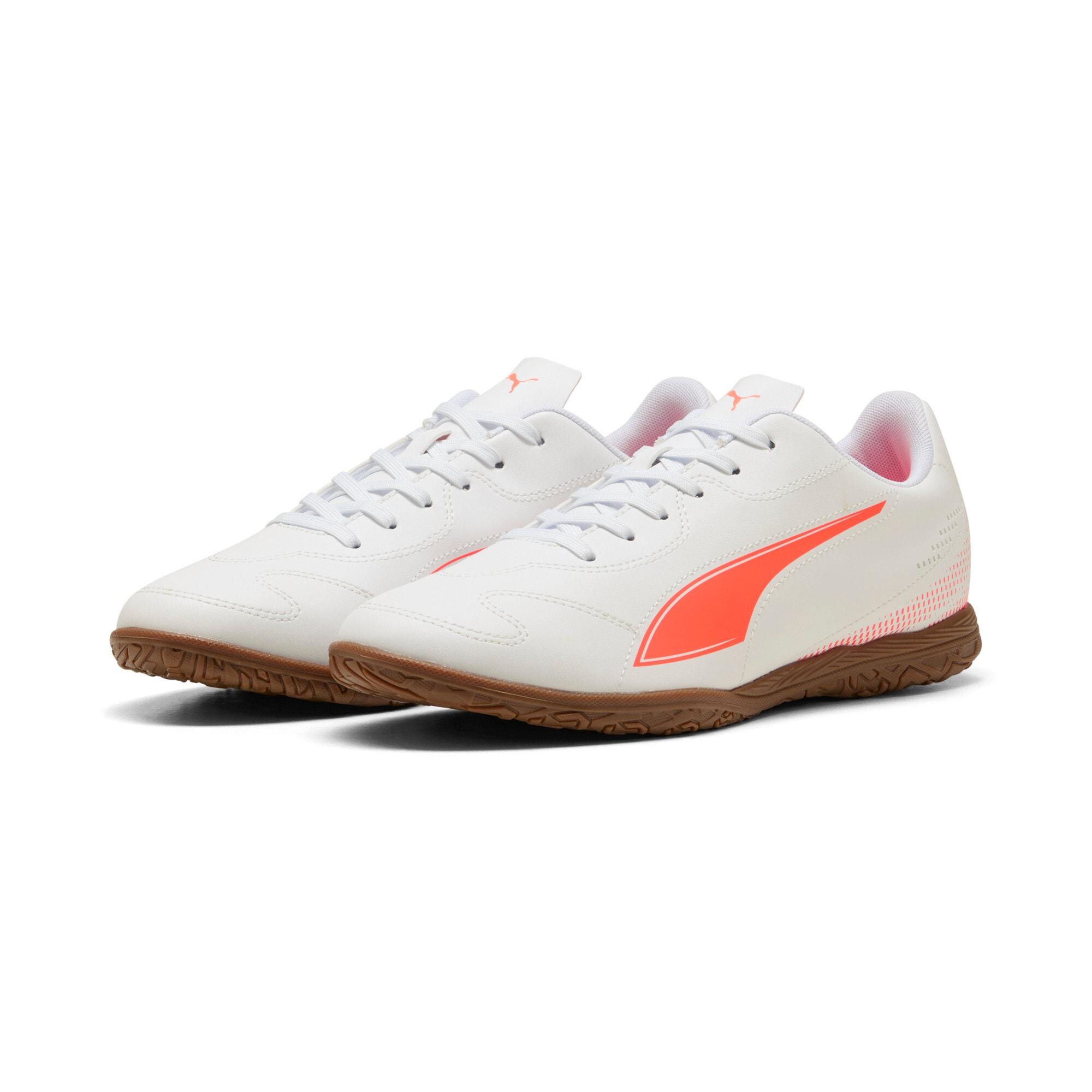 Fußballschuh PUMA "VITORIA II IT", Herren, Gr. 40, weiß (puma weiß, glowing rot), Synthetik, Schuhe Fußballschuh, für Halle und Straße, mit Gummilaufsohle
