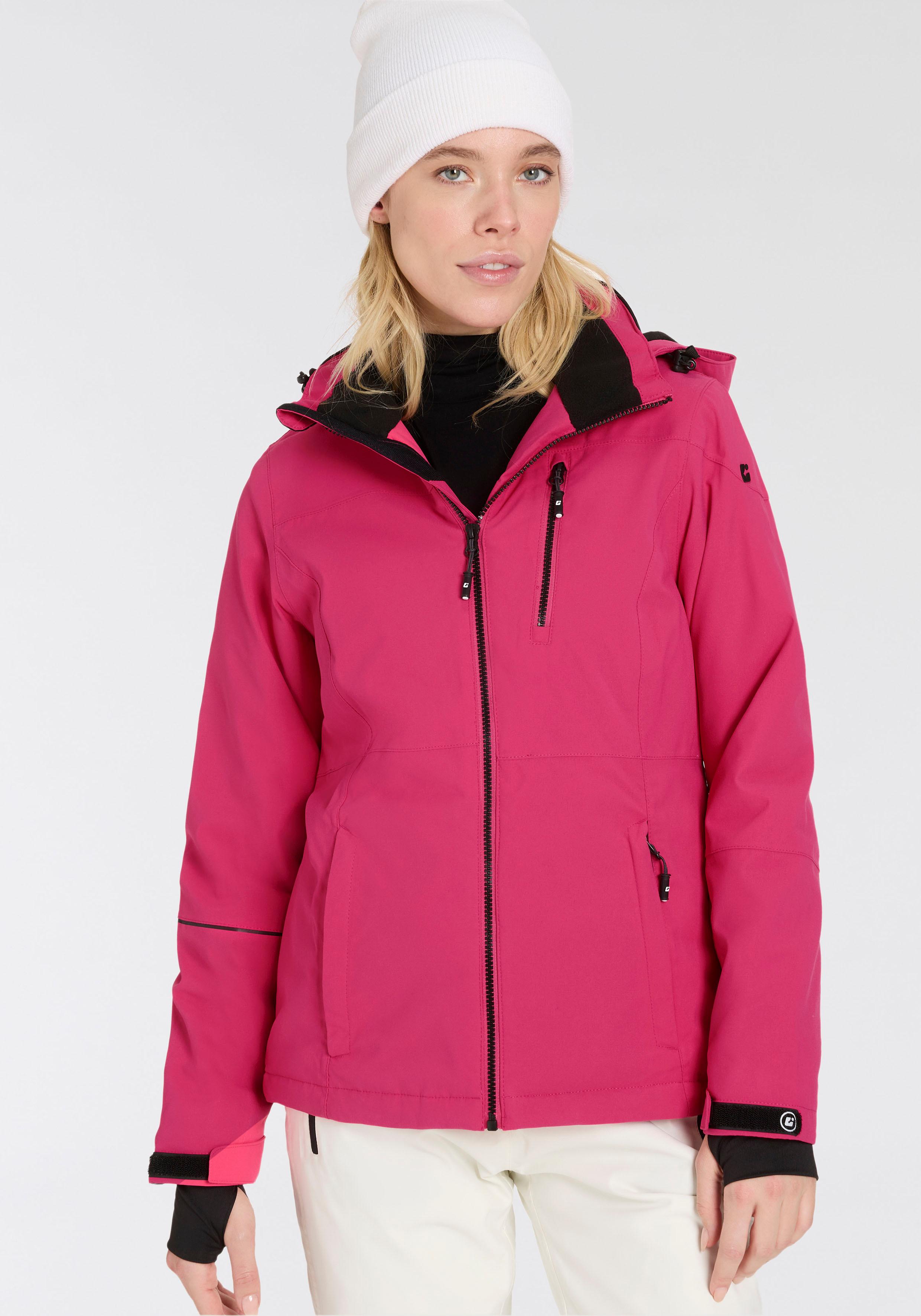 Winterjacke KILLTEC "KSW 438 WMN SKI JCKT", Damen, Gr. 42, pink, Obermaterial: 100% Polyester, hoch geschlossener Ausschnitt, mit Windstopper,mit verstellbarem Klettverschluss, Jacken Winterjacke, wasserdicht, winddicht, atmungsaktiv, mit abnehmbarer Kapuze