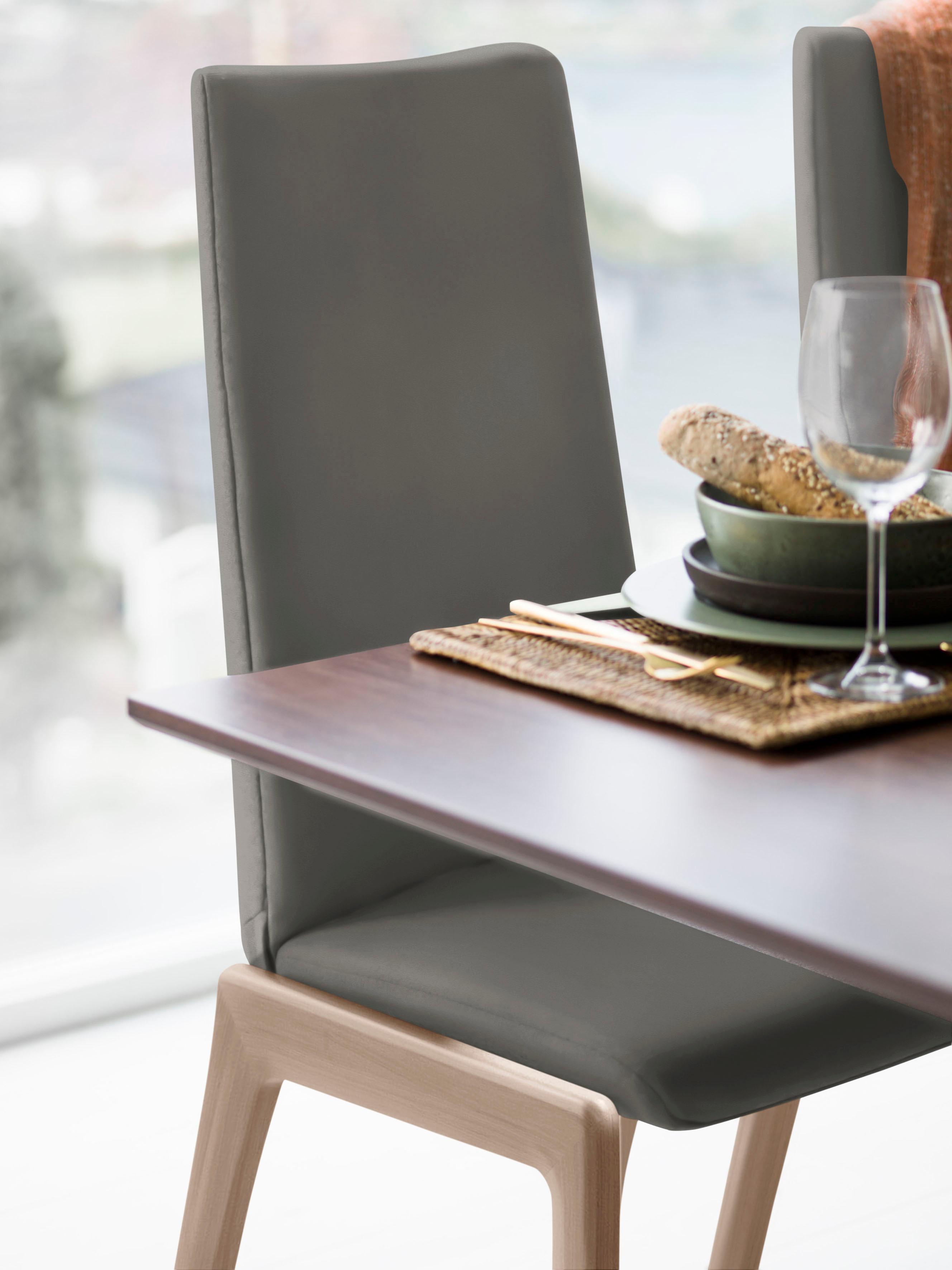 Polsterstuhl STRESSLESS "Laurel", grau (metal grau paloma, schwarz), B:57cm H:105cm T:60cm, Leder PALOMA: PALOMA ist ein durchgefärbtes Semianilin-Möbelleder mit natürlicher Narbung., Stühle, Polsterstuhl, High Back, Größe L, mit abgerundeten Beinen in Schwarz