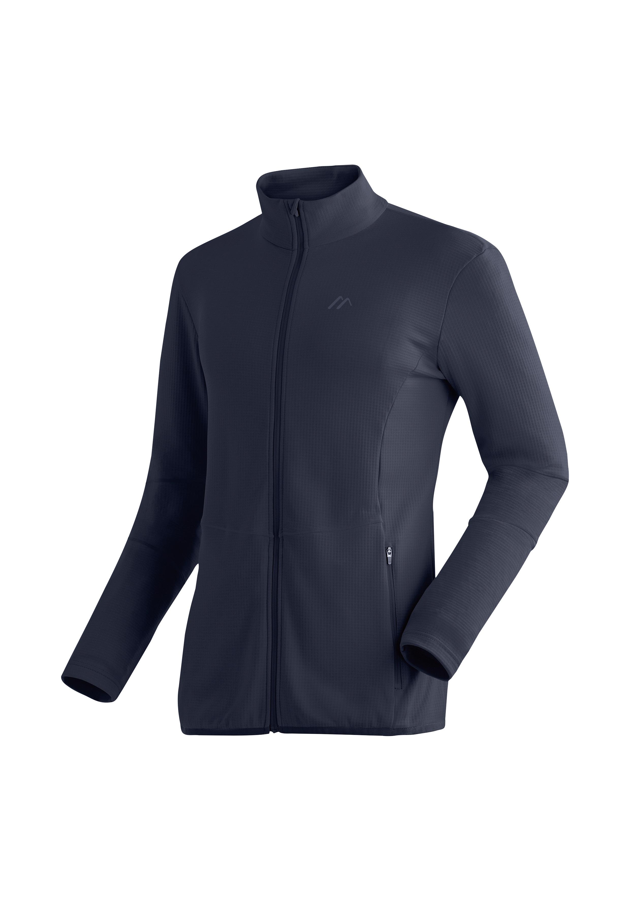Fleecejacke MAIER SPORTS "Sinaia M", Herren, Gr. 56, blau (dunkelblau), 100% Polyester, hoch geschlossener Ausschnitt, Jacken Fleecejacke, Herren Midlayer, atmungsaktiv und schnelltrocknend, Slim Fit