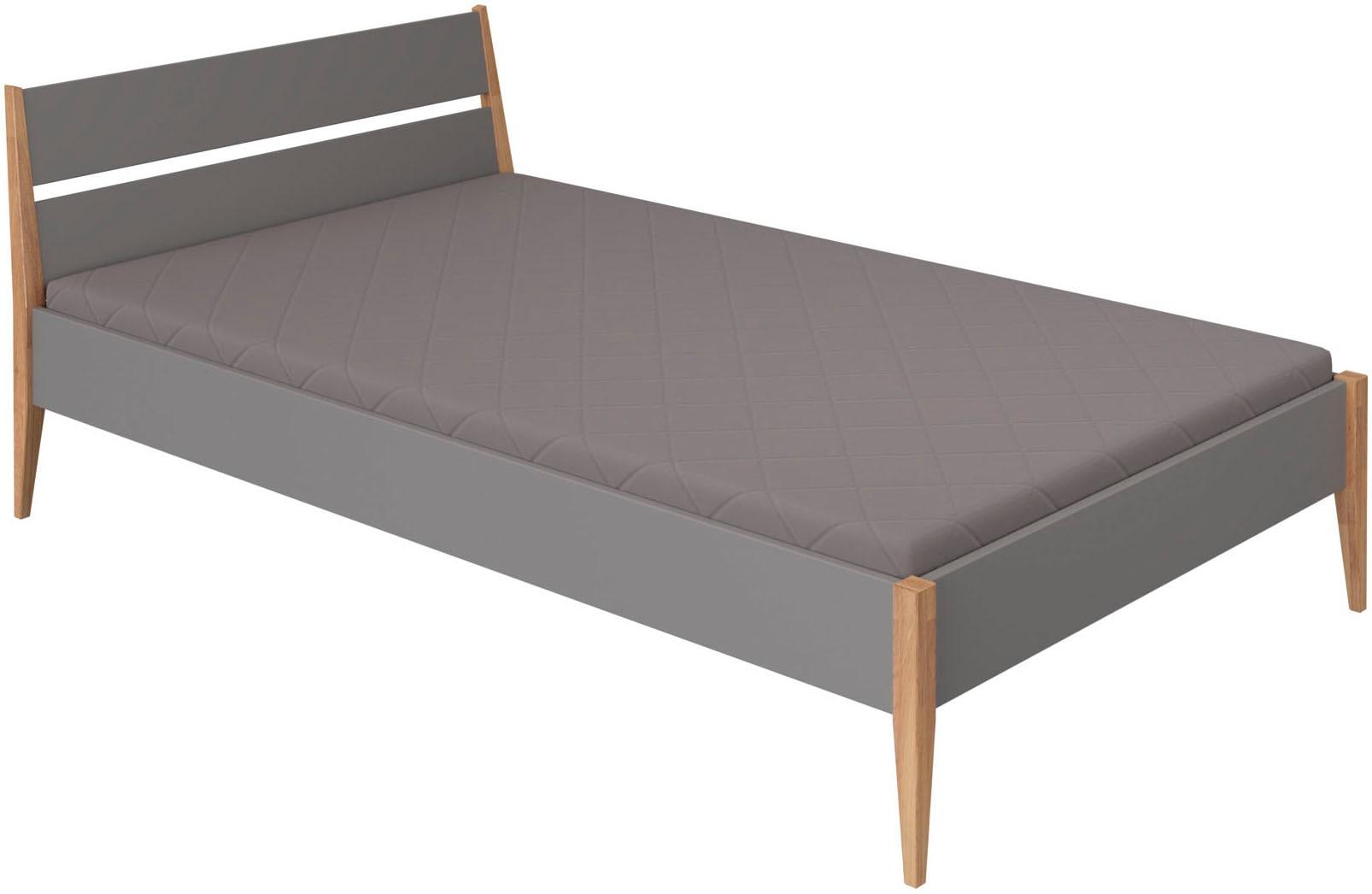 Kinderbett PAIDI "STIENE in verschiedenen Größen und Farben", schiefergrau, eiche massiv, schiefergrau, eiche massiv, schiefergrau, eiche massiv, B:127cm H:80cm L:214cm, Betten, Kinderbett, Jugendbett mit Massivholz, pflegeleicht, langlebig, Jugendliege