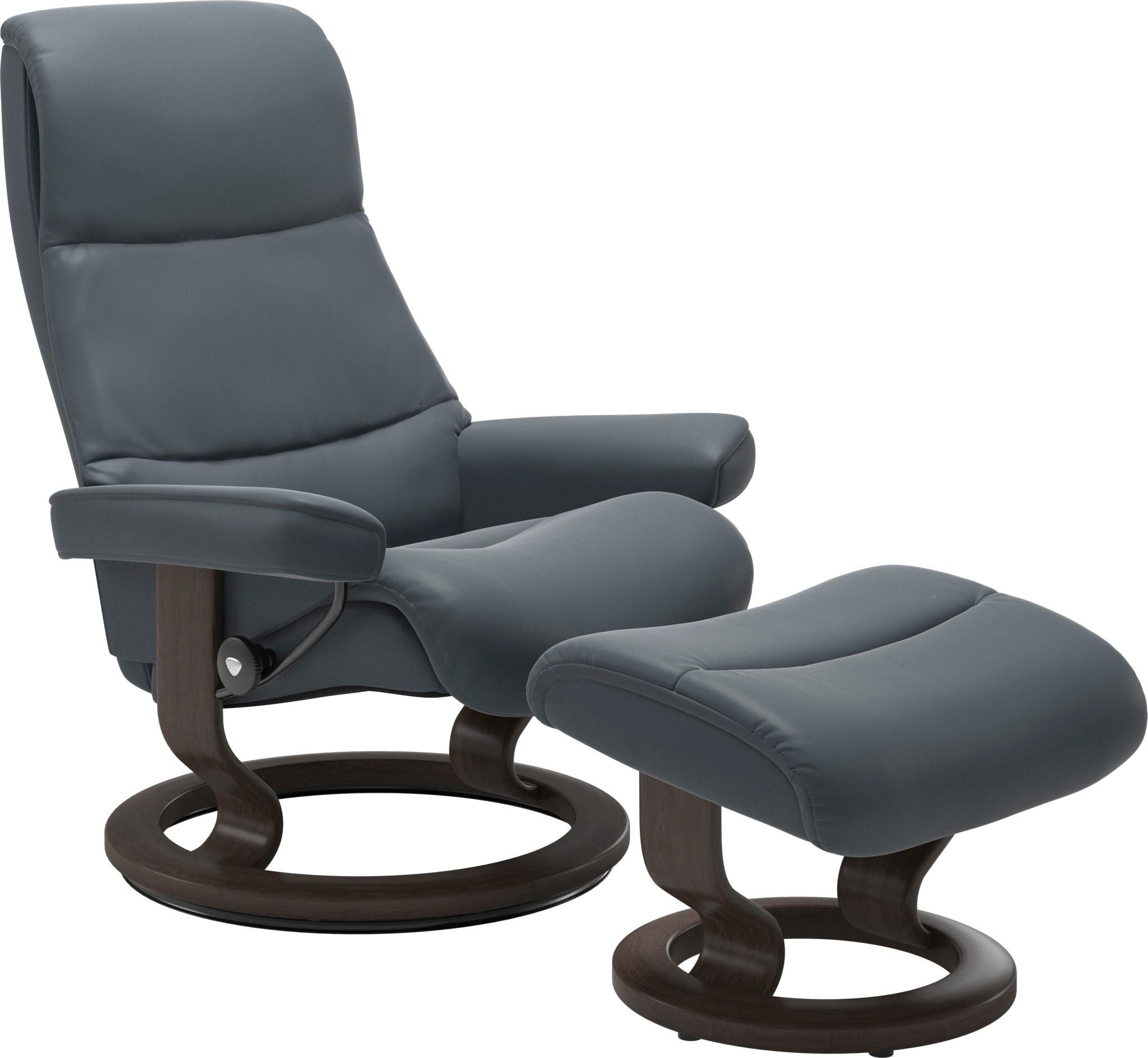 Relaxsessel STRESSLESS "View", blau (atlantic blau batick), B:78cm H:105cm T:78cm, Leder BATICK: BATICK ist ein leicht korrigiertes, durchgefärbtes und genarbtes Möbelleder, bei dem die meisten Unebenheiten und Spuren in der Regel entfernt wurden.;Leder PALOMA: PALOMA ist ein durchgefärbtes Semianilin-Möbelleder mit natürlicher Narbung.;ROHLEDER Stoff Q2 FARON: Ein fester zuverlässiger Bouclé mit