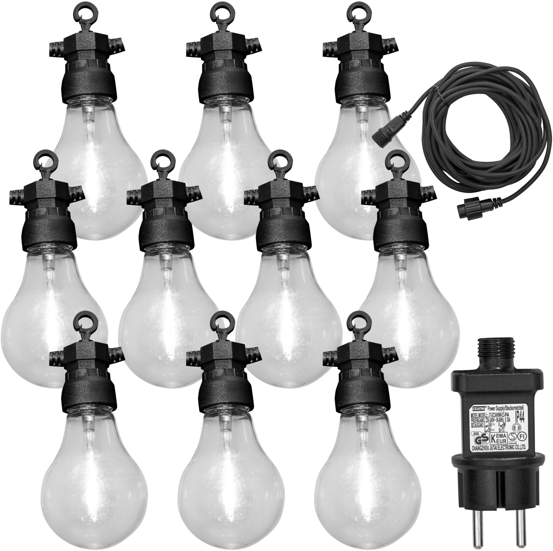 LUXFORM Lichterkette "24V-Lichterkette Tahiti - mit 10x warmweißen LED", schwarz, Lichterketten, Überall aufhängbar, drinnen und draußen, Lichterkette
