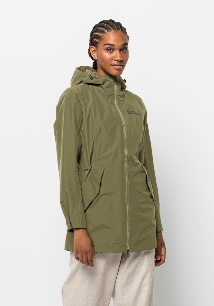 Outdoorjacke JACK WOLFSKIN "DAKAR PARKA W", Damen, Gr. S (36), grün (bay, leaf), OBERSTOFF: 100% POLYESTER Futter: 100% POLYESTER, Jacken Outdoorjacke