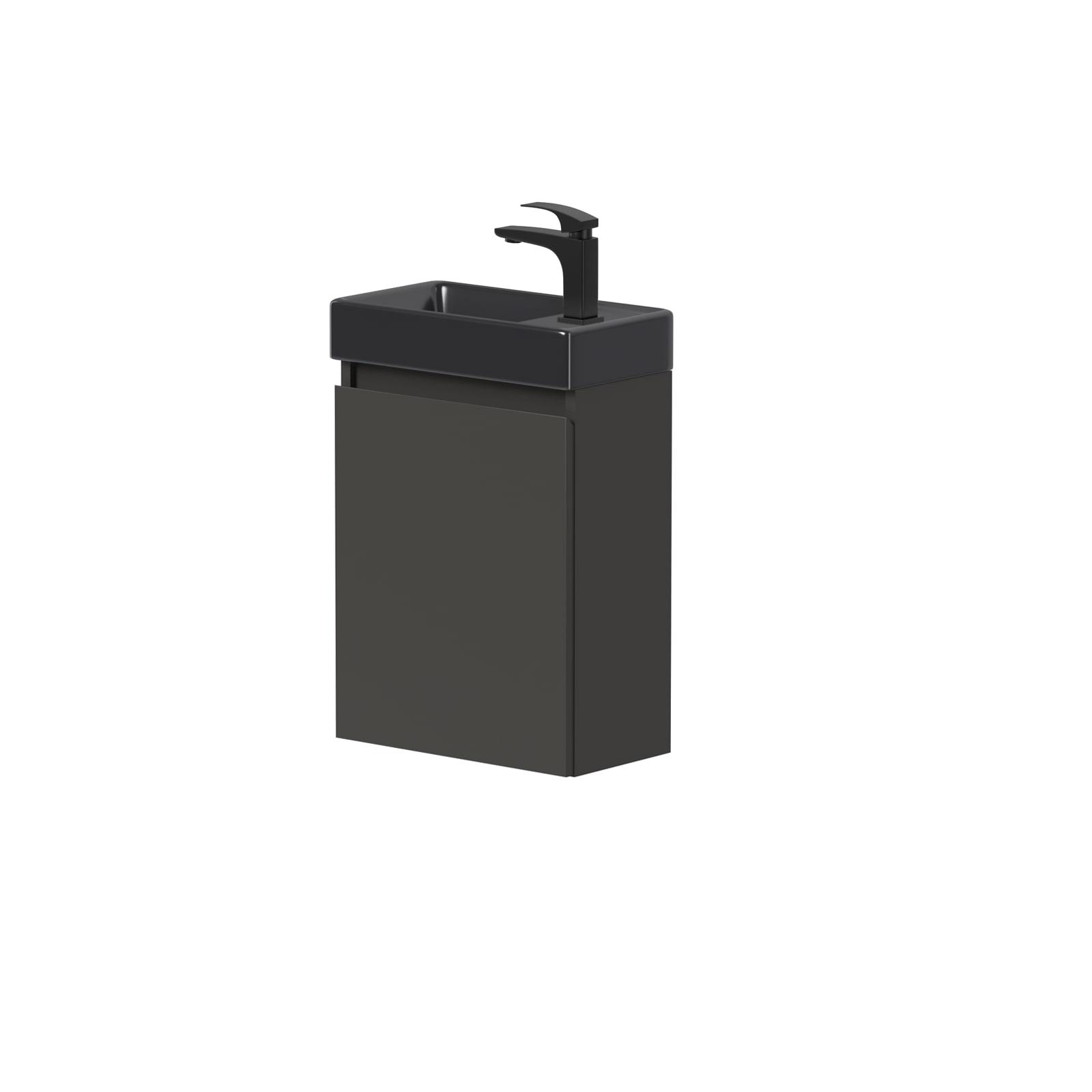 Waschtisch WELLTIME "Mini, Badmöbel, Waschtischunterschrank inkl. Waschbecken", grau (graphite, graphite), B:40cm H:58cm T:22cm, FSC-zertifizierter Holzwerkstoff, Waschtische, Waschtisch, Breite 40cm, mit Soft-Close-Funktion, FSC-zertifiziert