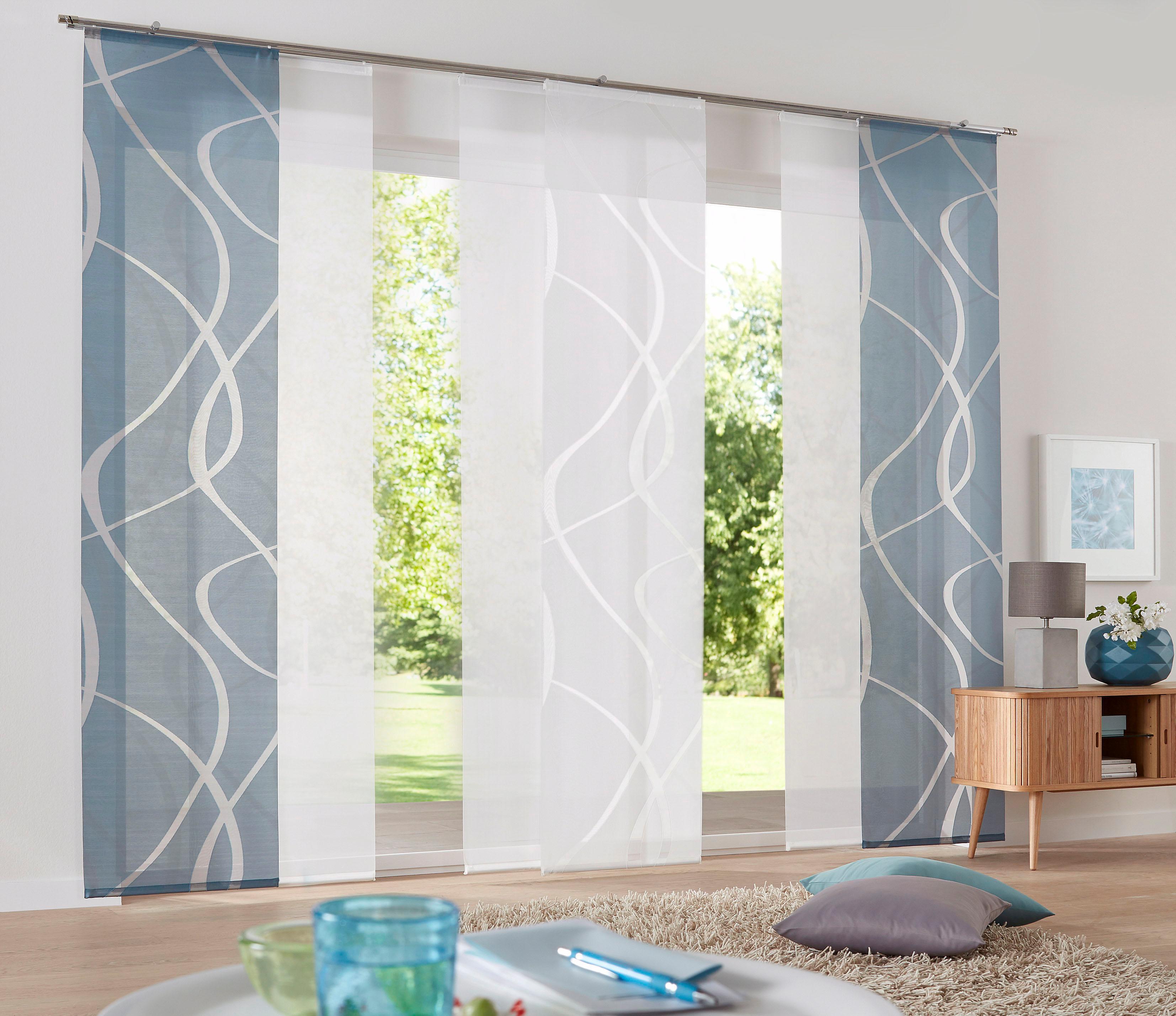 Schiebegardine NEUTEX FOR YOU "Rumbek" Gr. 4, blau (petrol), B:57cm H:245cm, Scherli, Polyester, Gardinen, Schiebegardine, inkl. Befestigungszubehör, Breite: 57 cm, Topseller
