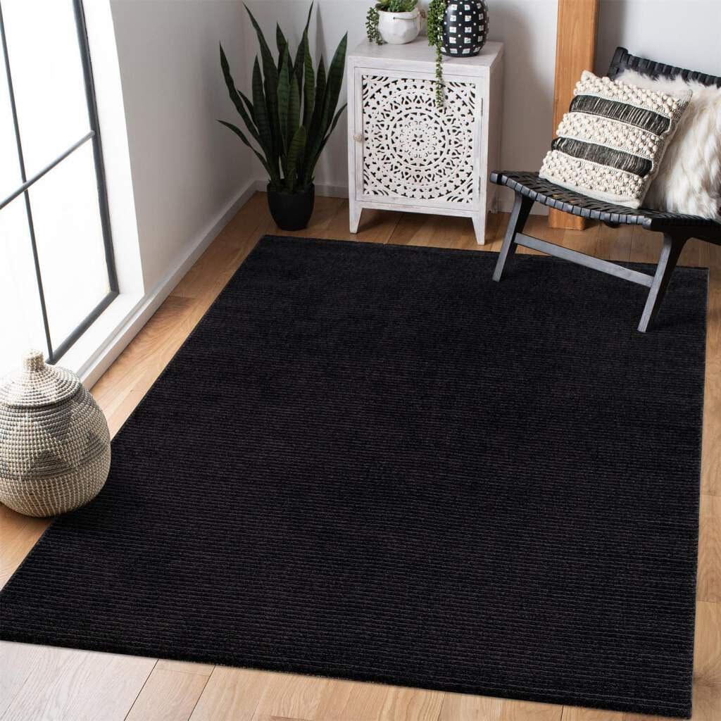 Teppich CARPET CITY "Friseé-Teppich FANCY900", schwarz, B:160cm H:12mm L:230cm, Polypropylen, Teppiche, Teppich, Läufer, Kurzflor, Einfarbig, 3D-Optik, Streifen Look, Wohnzimmer