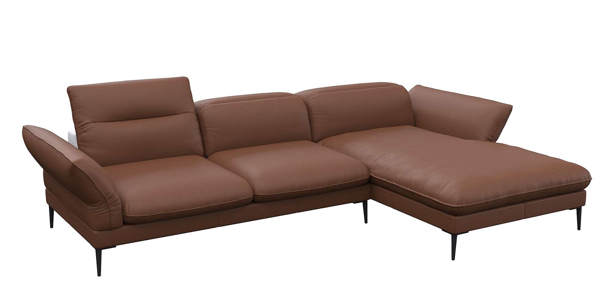 Ecksofa FLEXLUX "Salino, Funktionssofa mit Recamiere, Relaxsofa, Ecksofa", braun (old chestnut braun), B:307cm H:88cm T:182cm, Sofas, Ecksofa, Sofa mit Arm- und Kopfteil-Verstellungen, Kaltschaum & Stahl-Wellen