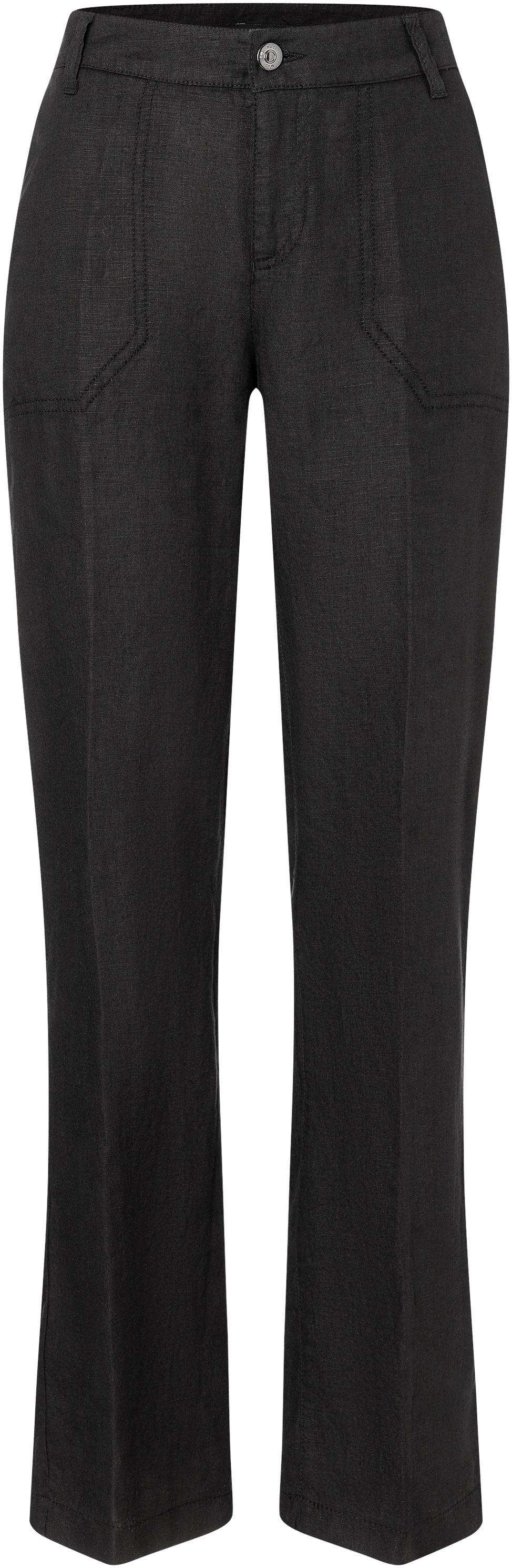 Leinenhose MAC "NORA", Damen, Gr. 34, Länge 32, schwarz, Web, Obermaterial: 100% Leinen, 7/8-Länge, Hosen Leinenhose, Sommerhose in verkürzter Länge, temperaturausgleichend
