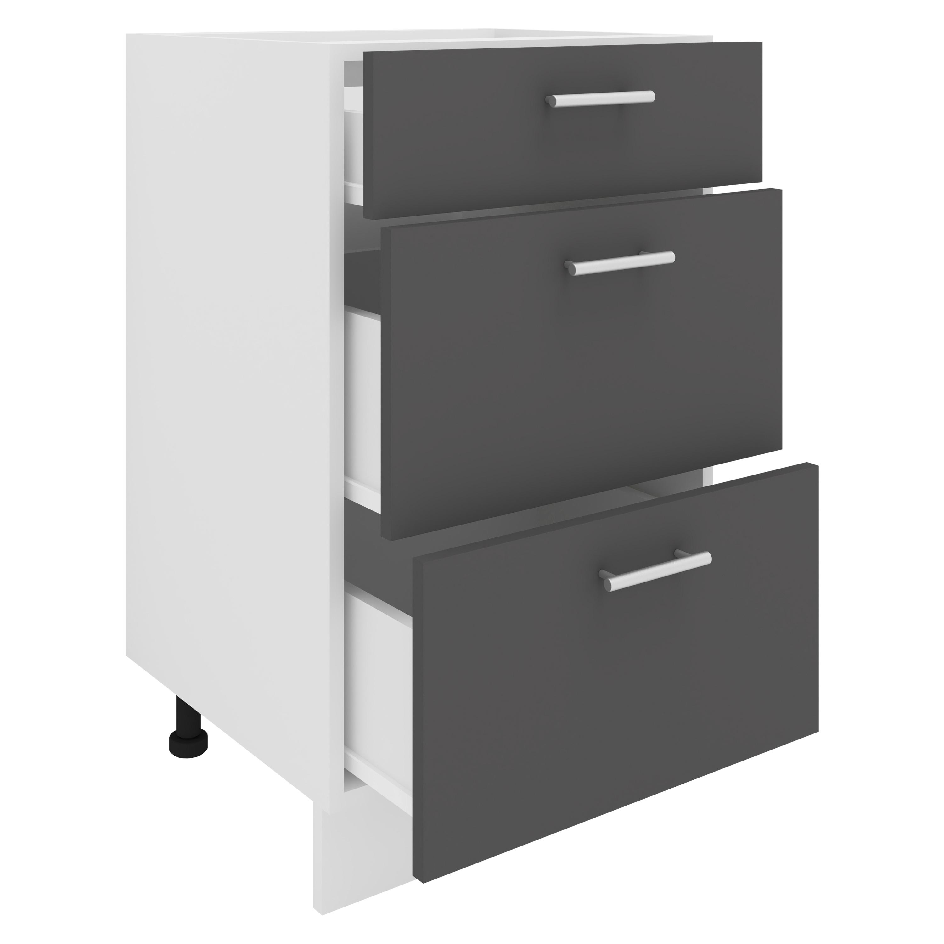 Unterschrank VCM "Küchenschrank B 50 cm Unterschrank Schublade Esilo", schwarz (weiß, anthrazit), B:50cm T:46cm, Obermaterial: 100% Holz Wood., Schränke, Unterschrank