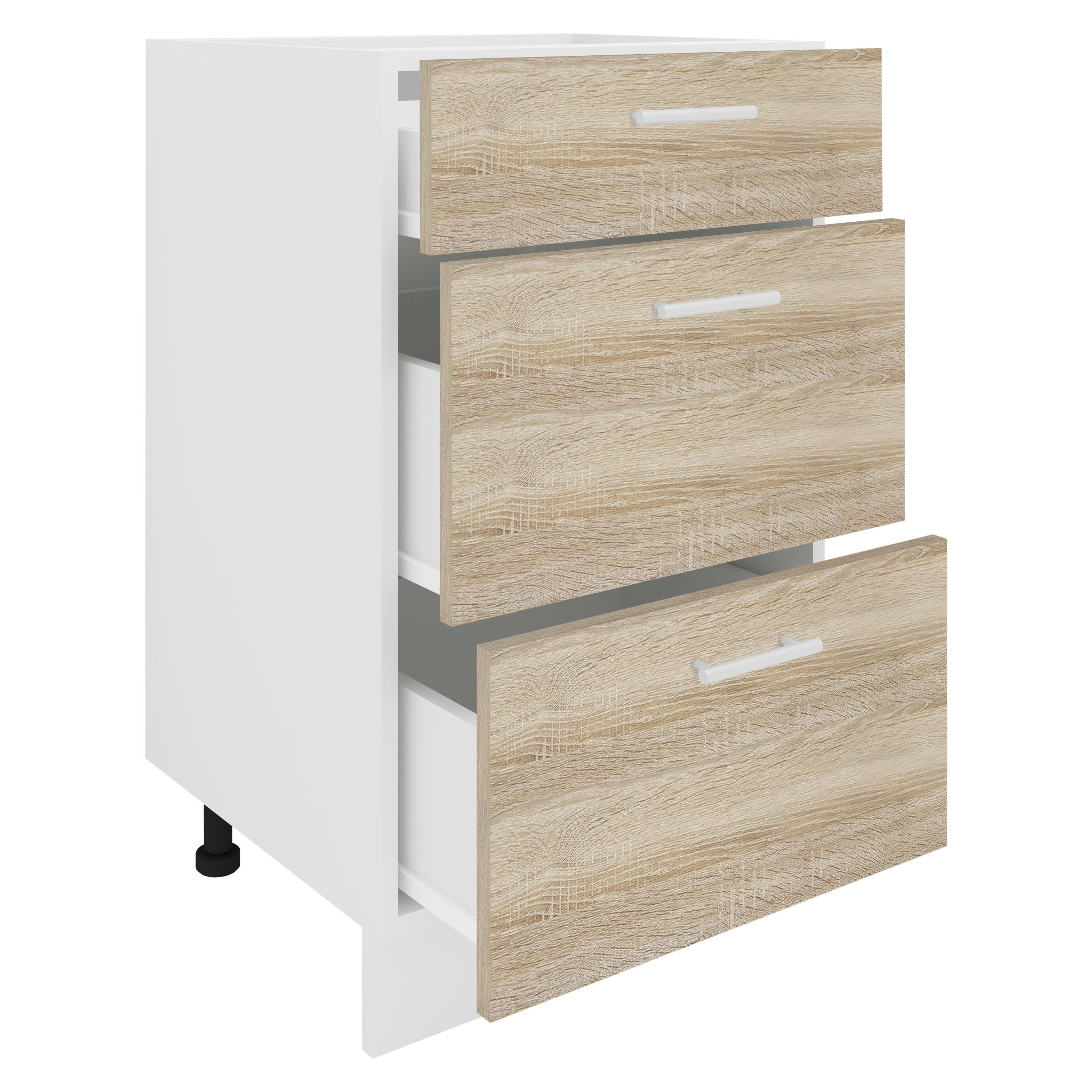 Unterschrank VCM "Küchenschrank B 50 cm Unterschrank Schublade Esilo", braun (weiß, sonoma, eiche), B:50cm T:46cm, Obermaterial: 100% Holz Wood., Schränke, Unterschrank