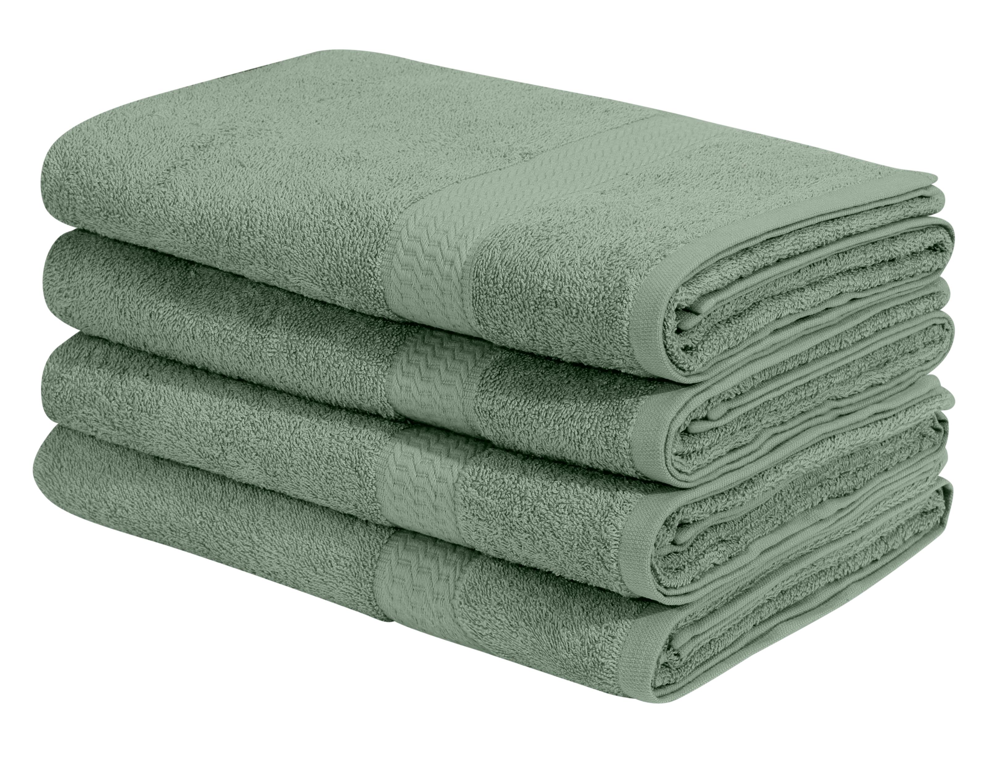 Duschtücher OTTO HOME "Juna, als Set und Serie erhältlich, 4 Duschtücher, 70x140cm", salbei, B:70cm L:140cm, Walkfrottee, Obermaterial: 100% Baumwolle, Handtücher, Duschtücher, Handtuch Set, 100% Baumwolle, mit Bordüre, Uni-Farben, weich