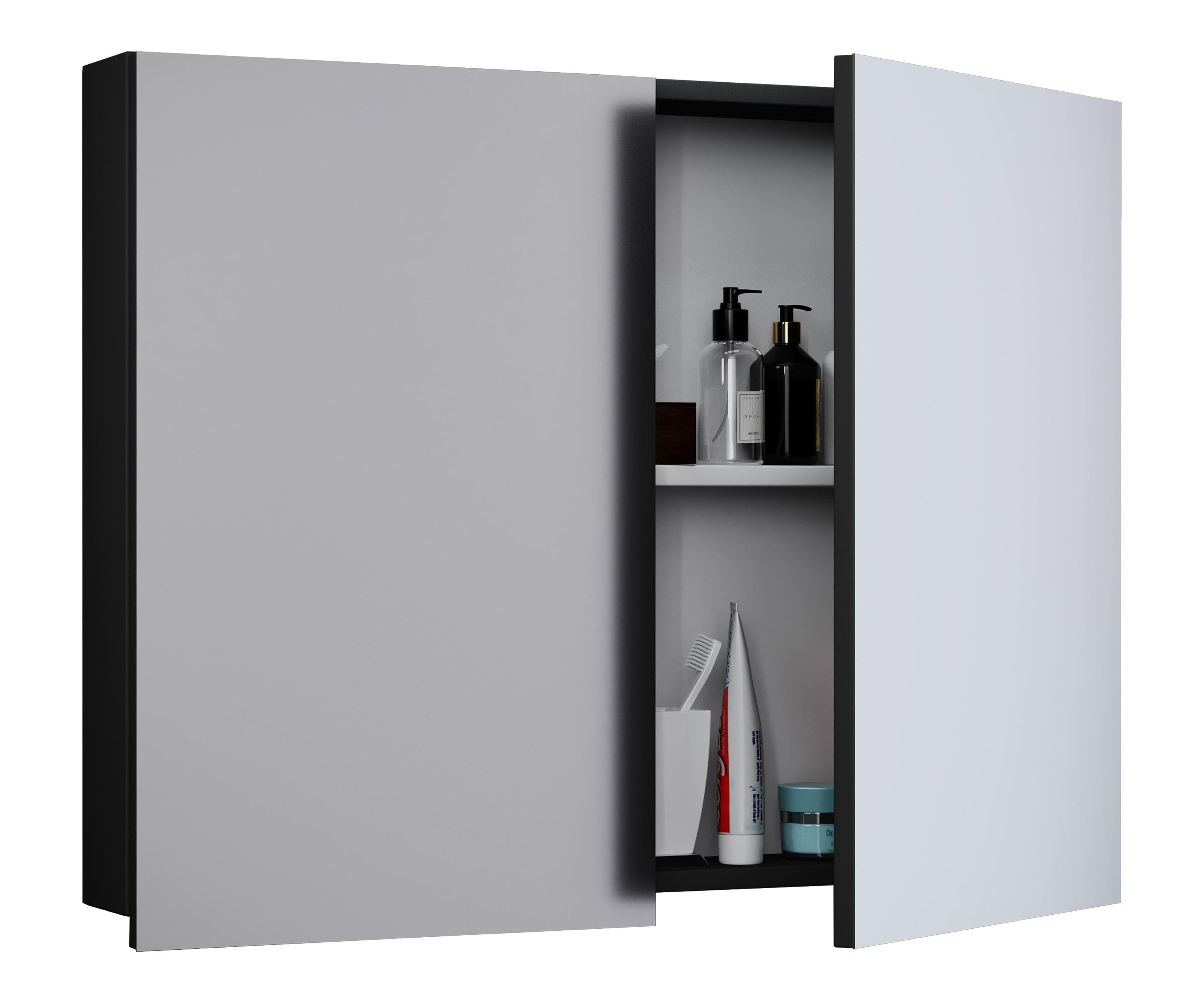 Badspiegel VCM "Spiegelschrank Spiegel Badezimmer Badinos 60x80 cm", schwarz, B:80cm T:12cm, Spiegel, Badspiegel