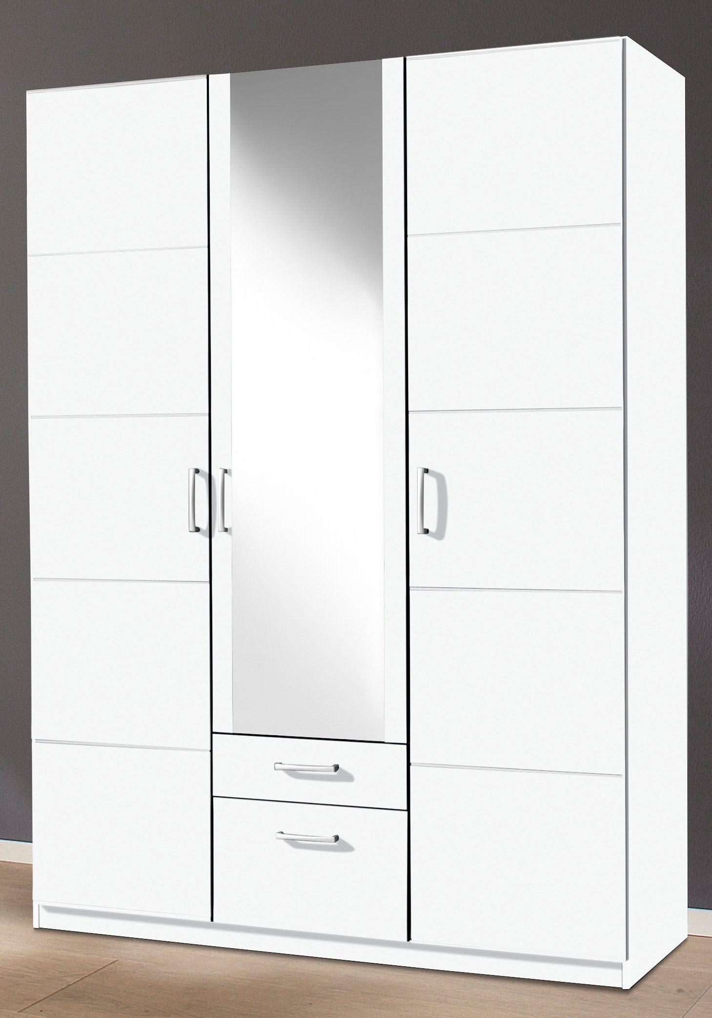 Kleiderschrank PRIESS "Bilbao", weiß, B:140cm H:193cm T:54cm, Holzwerkstoff, Schränke, Kleiderschrank, Türanschlag links oder rechts