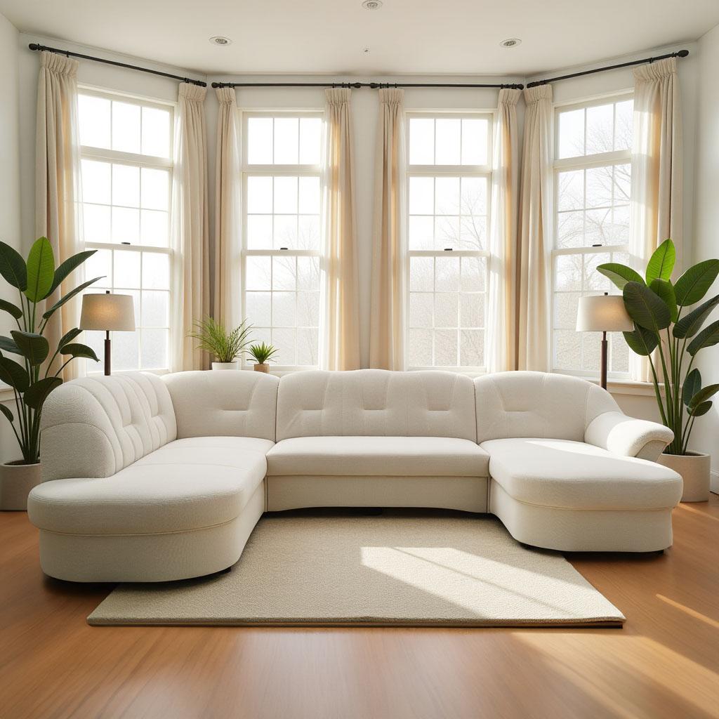 Wohnlandschaft DOMO COLLECTION "Flores auch in Leder-Bezug, B/T/H: 293/180/86 cm, U-Form", beige (creme), B:293cm H:84cm T:182cm, 100% Polyester, Sofas, Wohnlandschaft, wahlw. mit Bettfunktion, wahlw. mit Federkern, Unser Dauertiefpreis