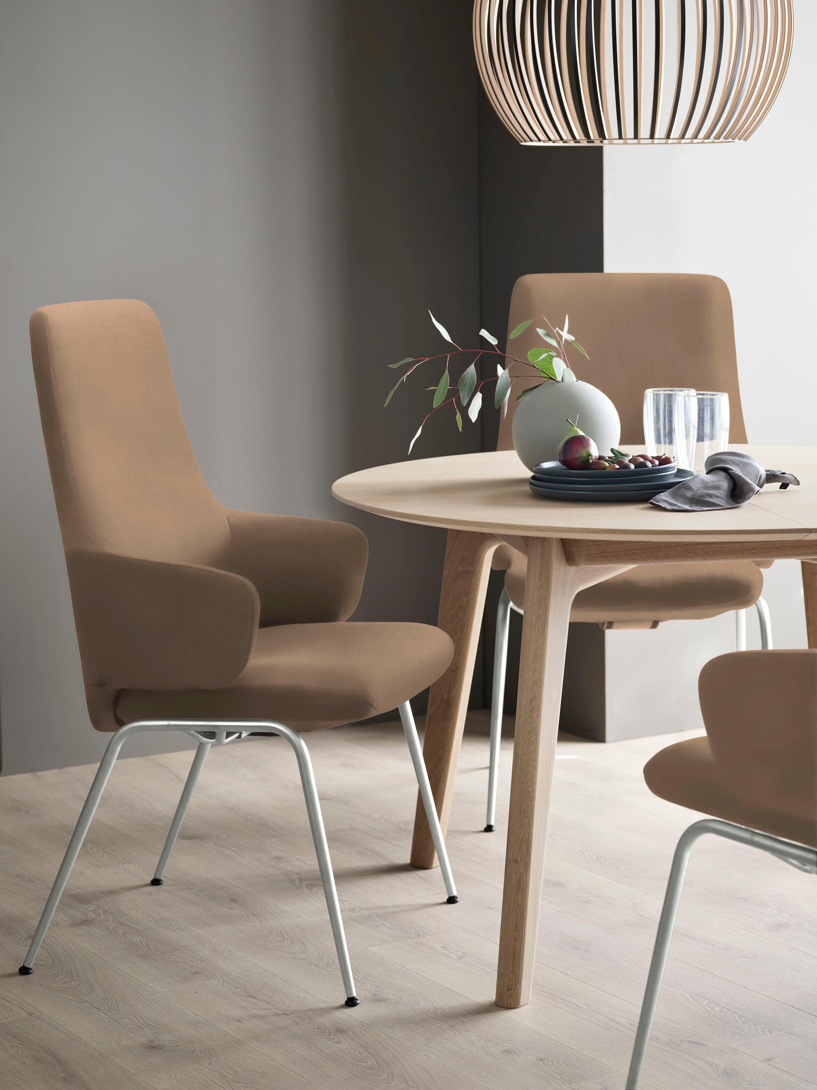 Polsterstuhl STRESSLESS "Laurel", braun (sand dinamica, schwarz matt), B:58cm H:105cm T:60cm, Microfaser DINAMICA (88% Polyester, 12% Polyurethan), Stühle, Polsterstuhl, High Back mit Armlehne, Größe L, mit Beinen aus Stahl in Schwarz matt