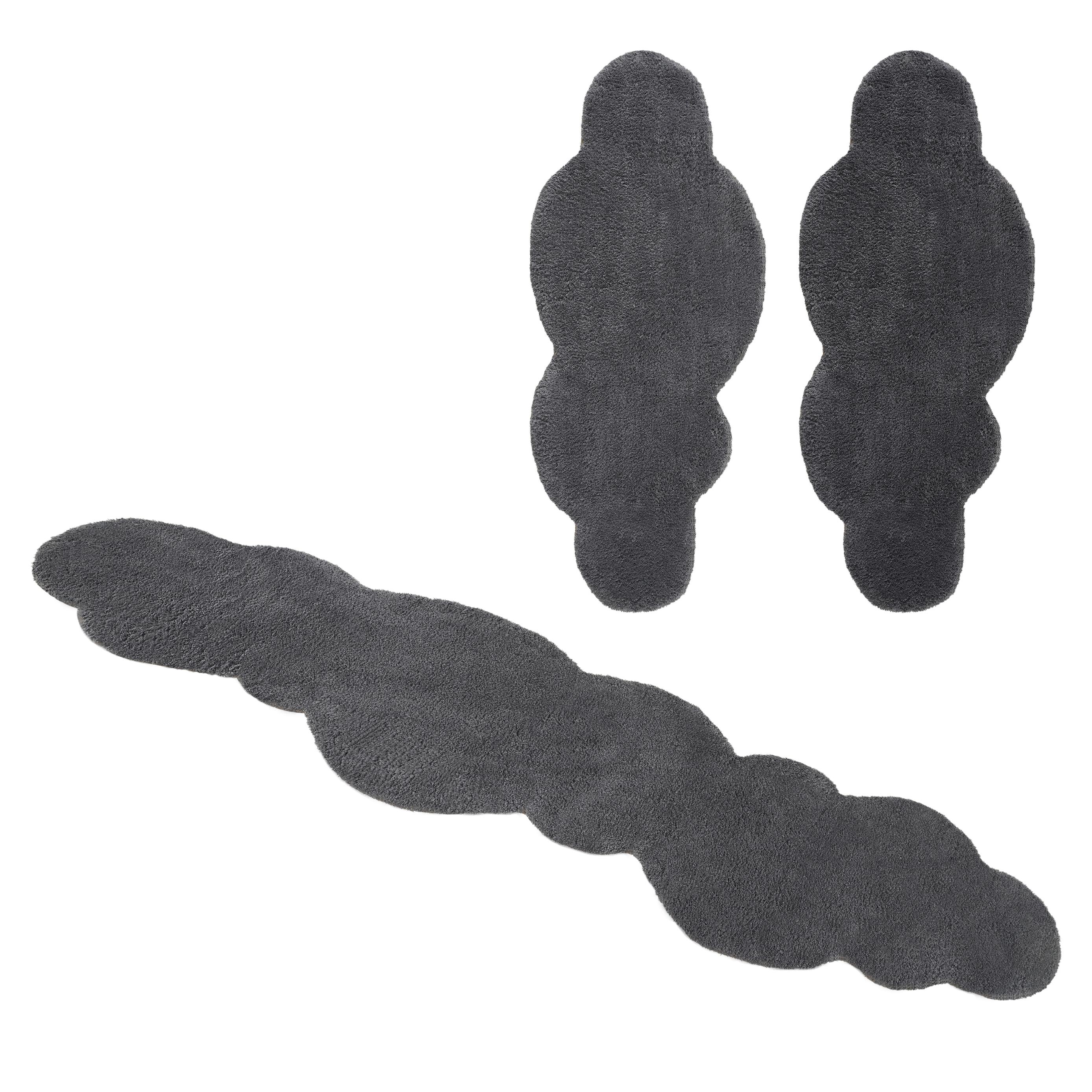 Bettumrandung OTTO HOME "Microfaser Teppich Magong, besonders weich, sehr feiner Flor" Gr. 15, grau (dunkelgrau), H:25mm, Obermaterial: 100% Polyester, Bettumrandungen, Bettumrandung, Wolkenform, uni Bettvorleger, Läufer-Set, Schlafzimmer, Kinderzimmer