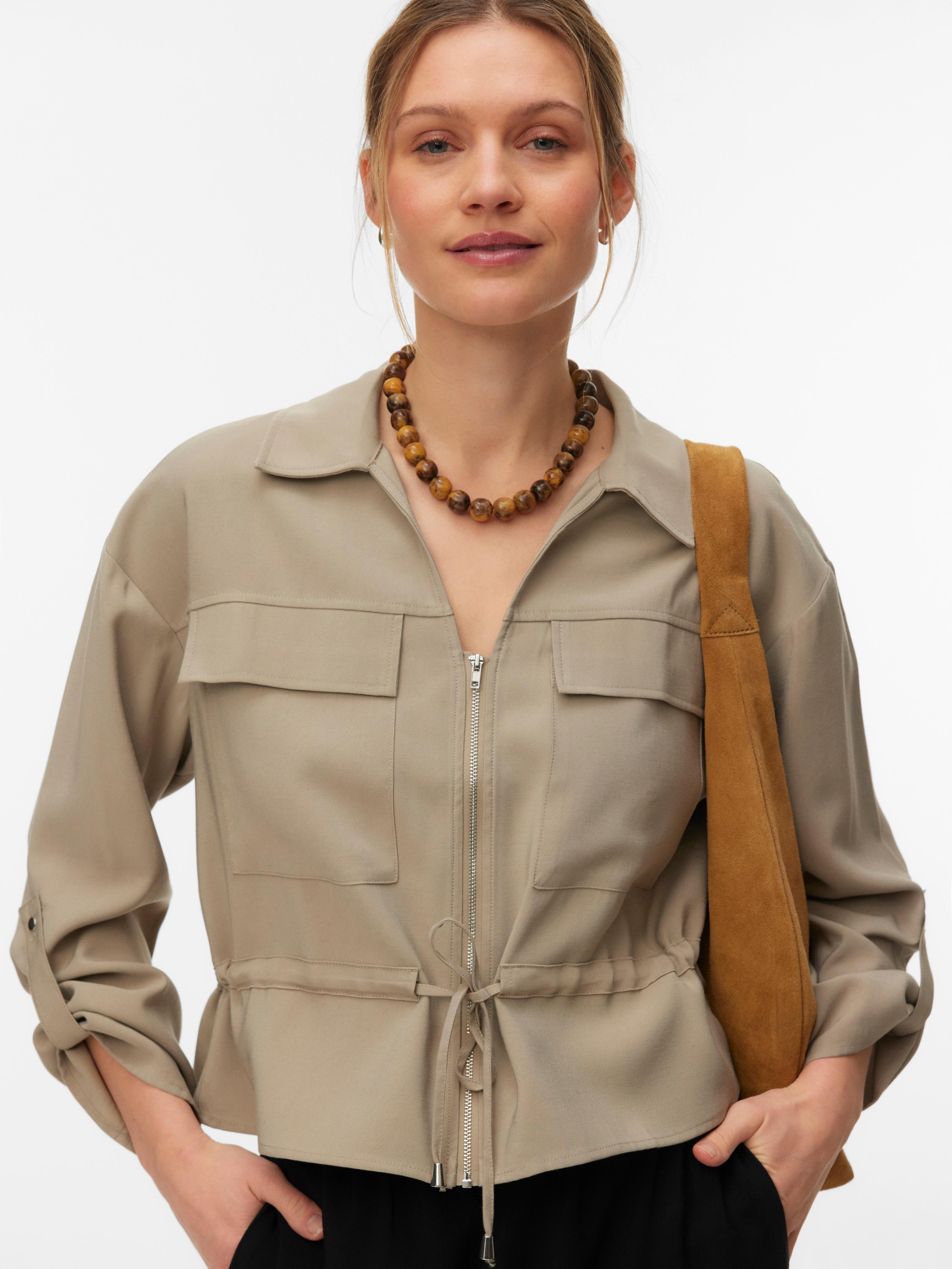 Langarmbluse VERO MODA "VMKATIE LS SHIRT WVN NOOS", Damen, Gr. XL, laurel oak, Web, Obermaterial: 90% Viskose, 10% Polyester, unifarben, normal, V-Ausschnitt, Blusen Langarmbluse, Materialmix