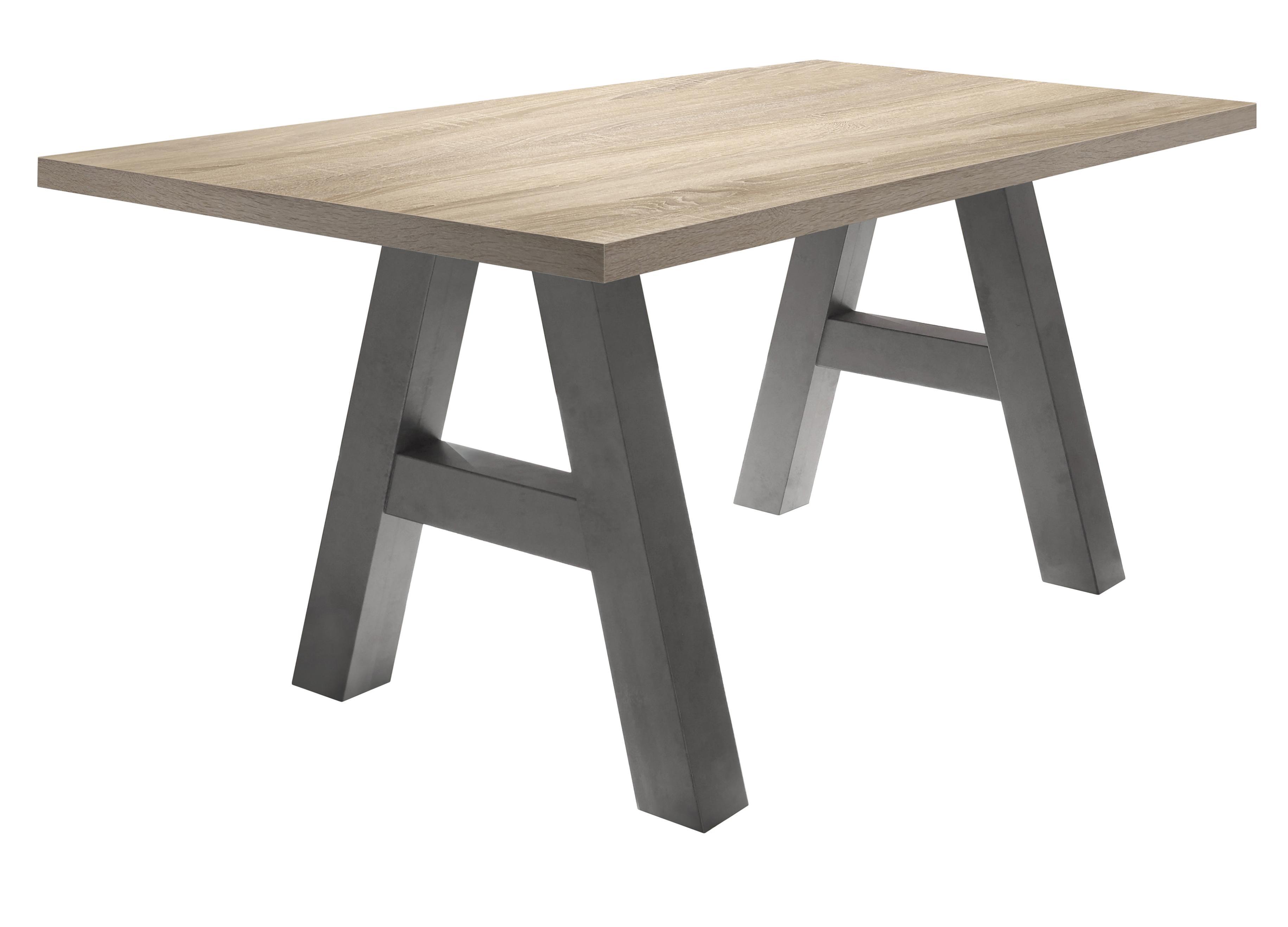 Esstisch MÄUSBACHER "Mister TOPSELLER", braun (tischplatte: eichefarben sägerau), B:160cm H:75cm T:90cm, Tische, Esstisch, Gestell in A-Form