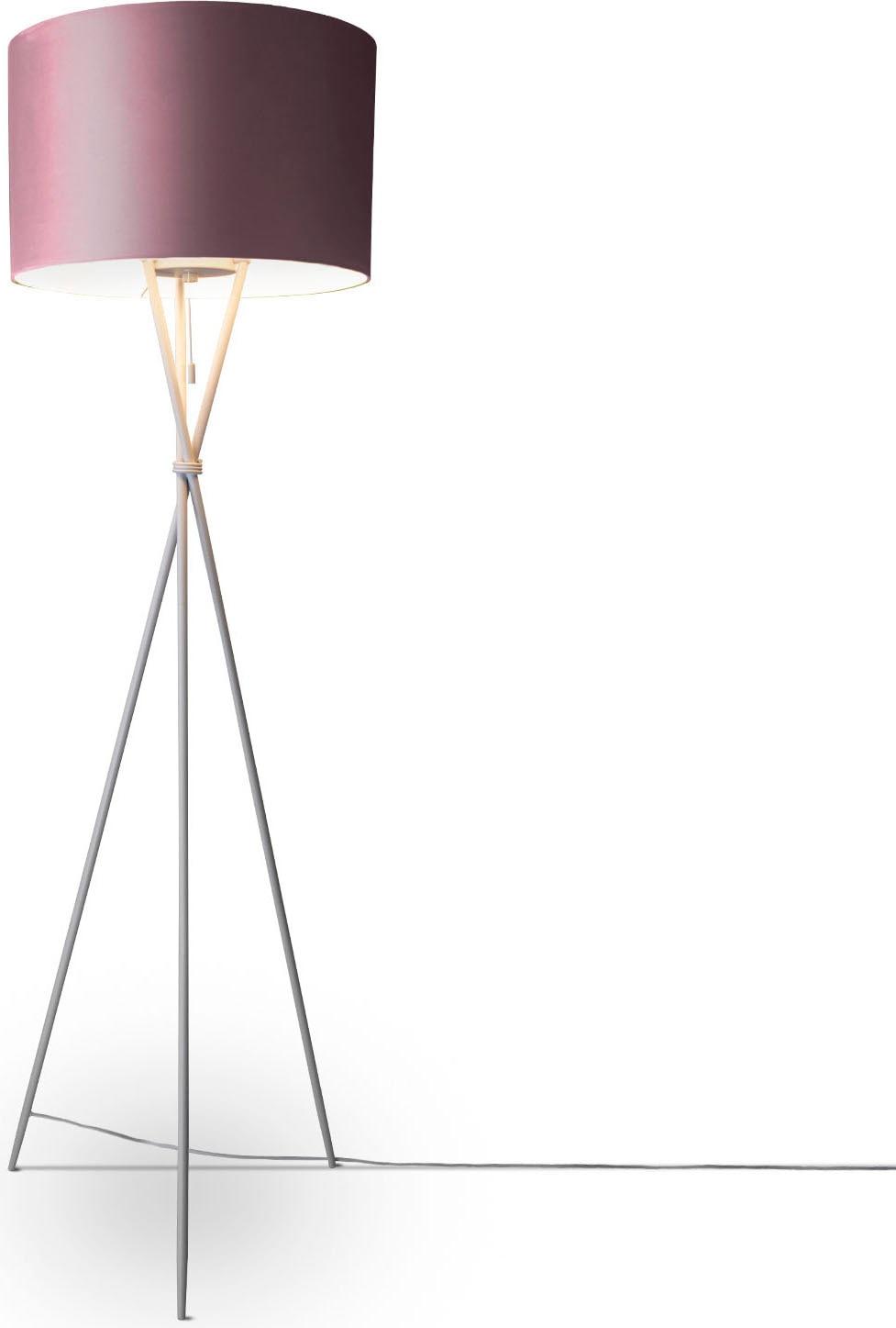 PACO HOME Stehlampe "Kate uni Color", pink, H: 177,5cm, Leuchten, Wohnzimmer Dreibein Standleuchte Velour Höhe 177,5cm Filigran E27, Stehlampe