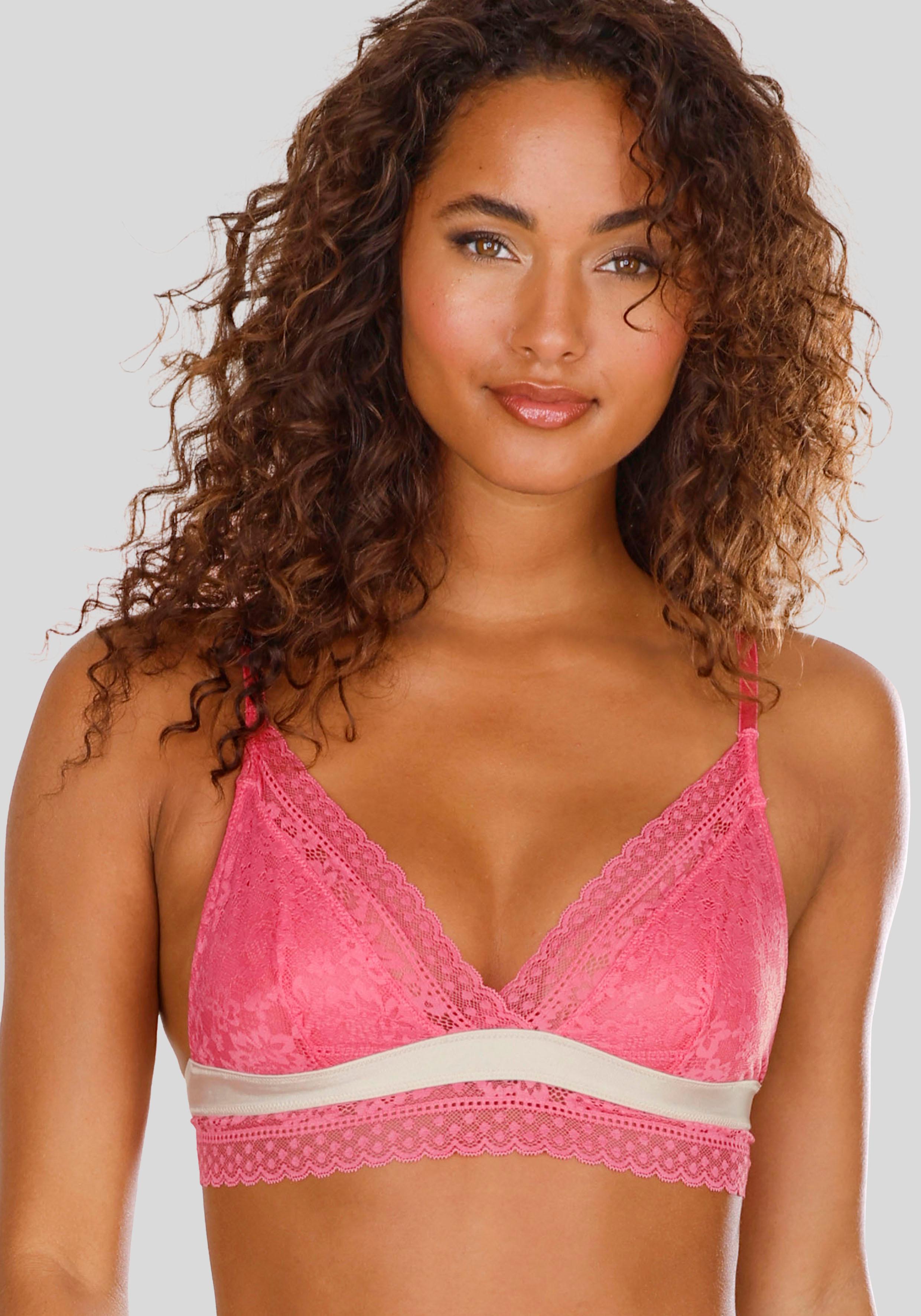 Bralette-Bh Vivance "Viola", Damen, Gr. 34, N-Gr, Pink (Pink, Rosé), Spitze, Obermaterial: 85% Polyamid, 15% Elasthan, Bhs, Ohne BüGel In Angesagter Triangle-Schnittform, Dessous
