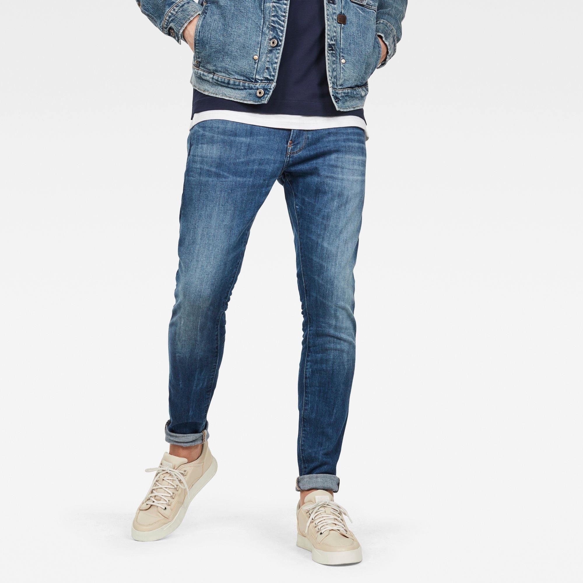Skinny-Fit-Jeans G-STAR "51010", Herren, Gr. 35, LäNge 30, Blau (Indigo Aged), Denim/Jeans, Obermaterial: 91% Baumwolle, 7% Elastomultiester, 2% Elasthan, Skinny Fit Lang, Jeans