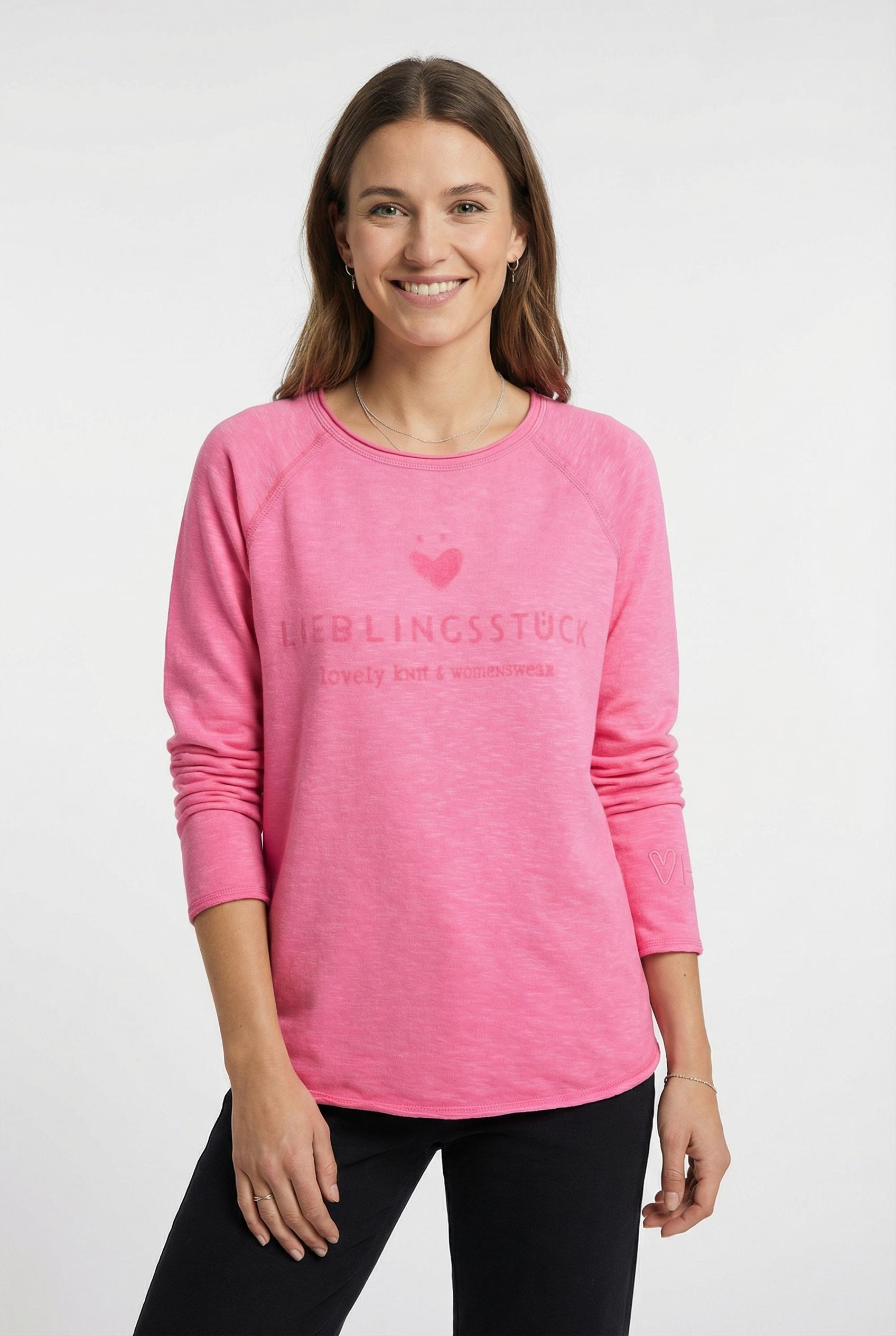Sweatshirt LieblingsstÜCk "Cathrinaep", Damen, Gr. Xl (42), Pink (Lovely Pink), Sweatware, Obermaterial: 100% Baumwolle, Bedruckt, Unifarben, Regular Fit Taillenbedeckt, Rundhals, Gerader Abschluss, Sweatshirts Sweatshirt, Mit Logo-Print